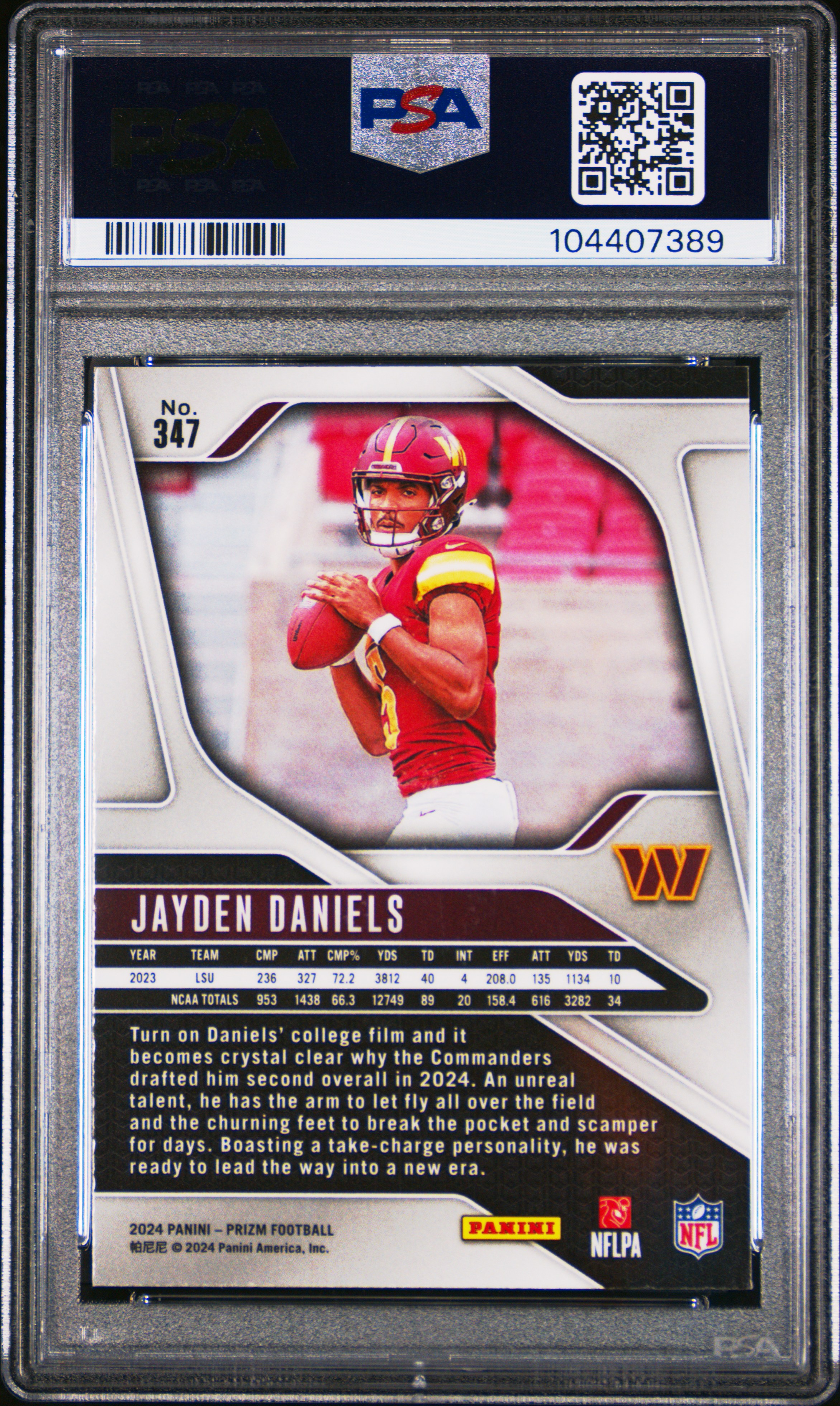 2024 Panini Prizm Jayden Daniels #347 Mint 9 back