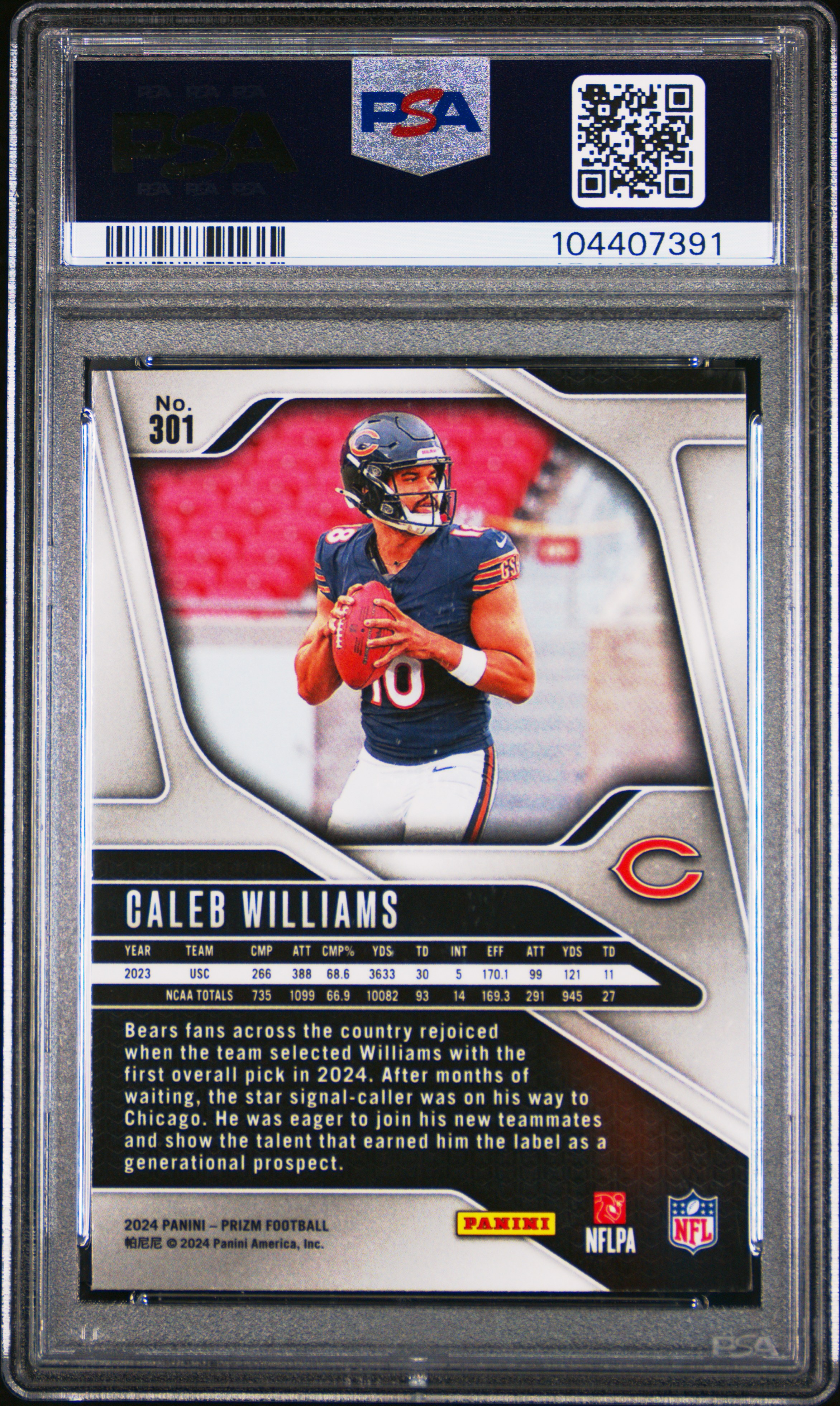2024 Panini Prizm Caleb Williams #301 Mint 9 back