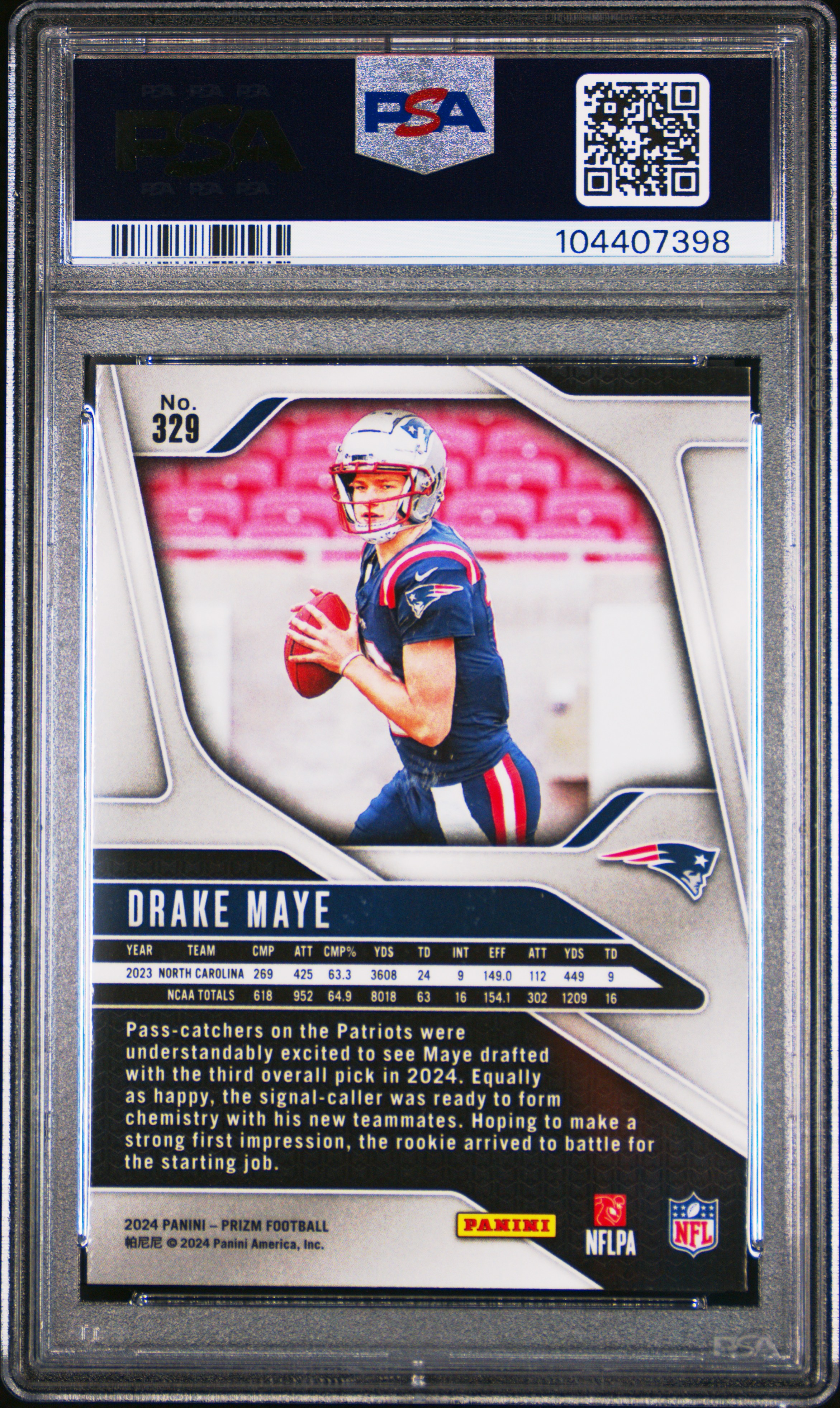 2024 Panini Prizm Drake Maye #329 Mint 9 back