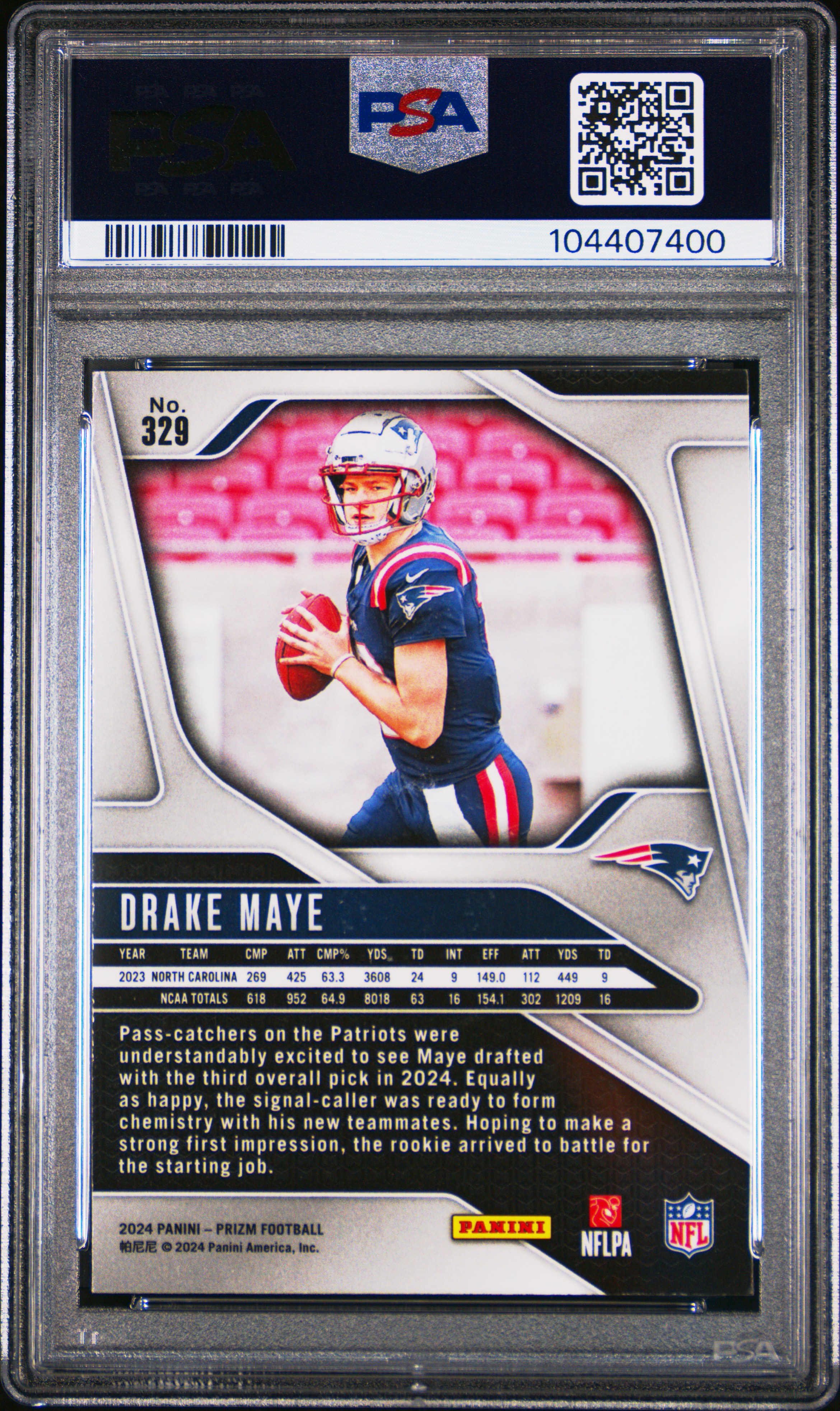 2024 Panini Prizm Drake Maye #329 Mint 9 back