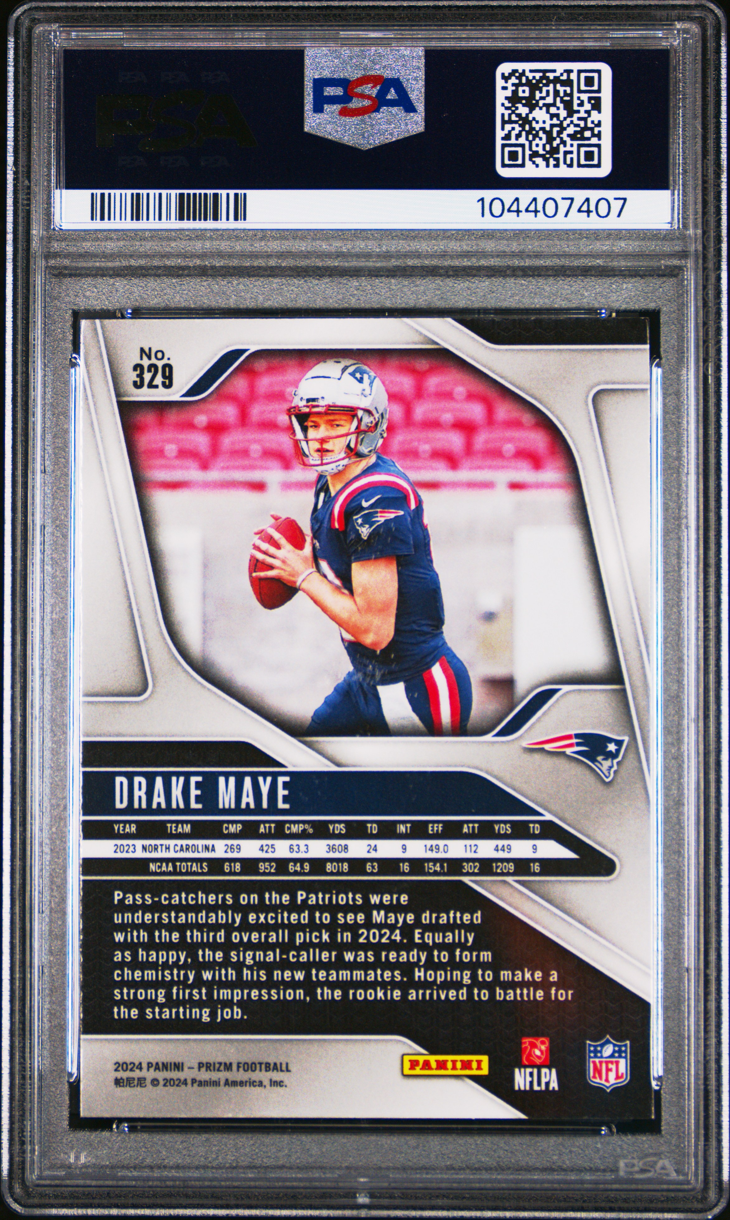 2024 Panini Prizm Drake Maye #329 Mint 9 back