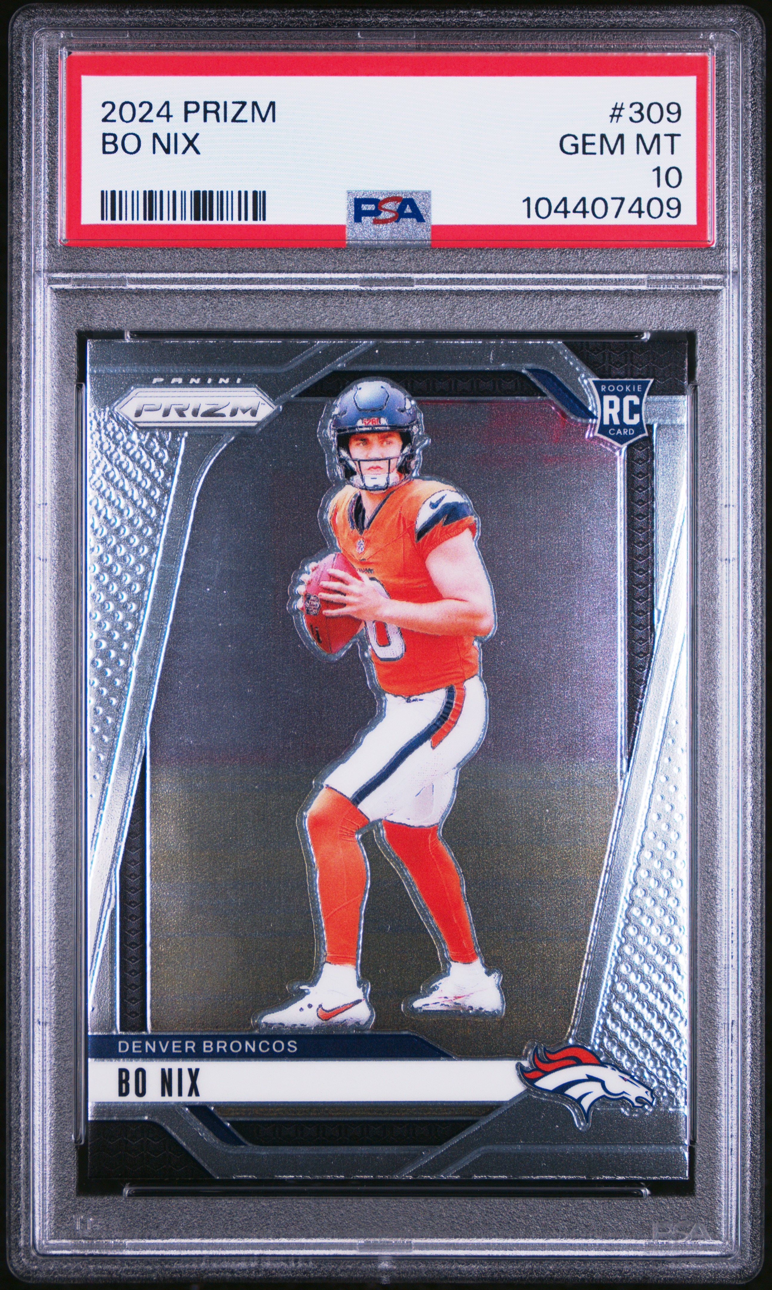 2024 Panini Prizm Bo Nix #309 Gem Mt 10 front