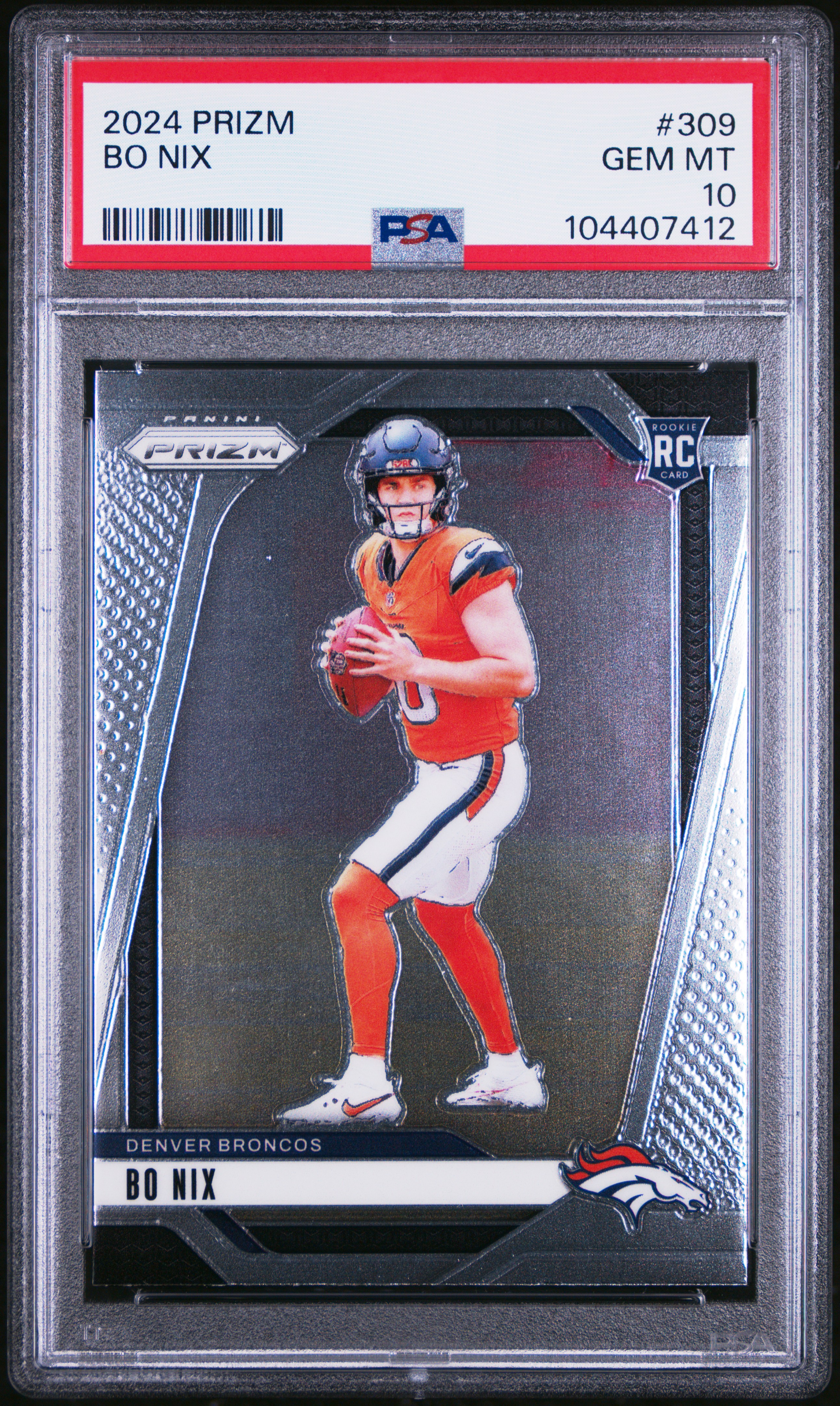 2024 Panini Prizm Bo Nix #309 Gem Mt 10 front
