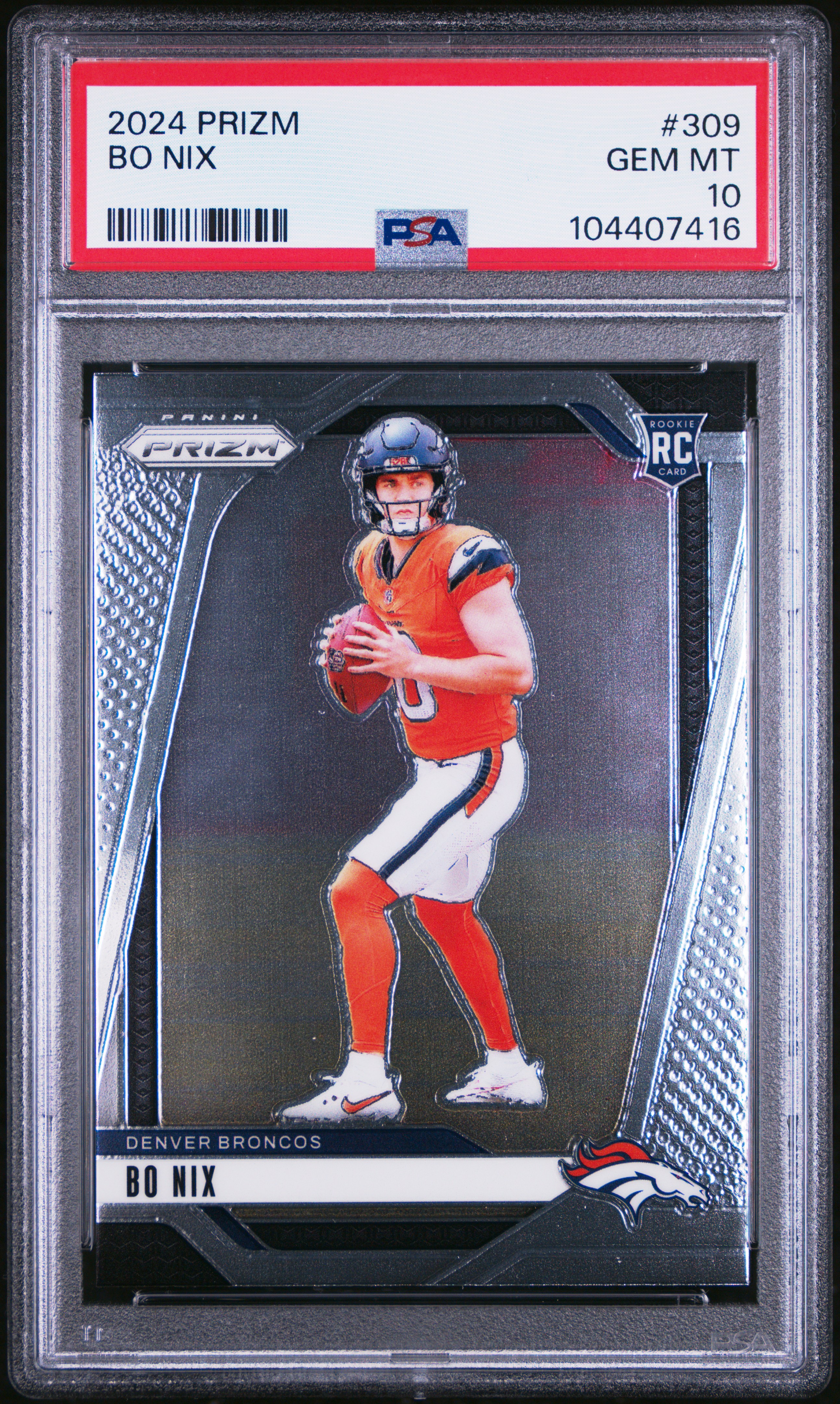 2024 Panini Prizm Bo Nix #309 Gem Mt 10 front