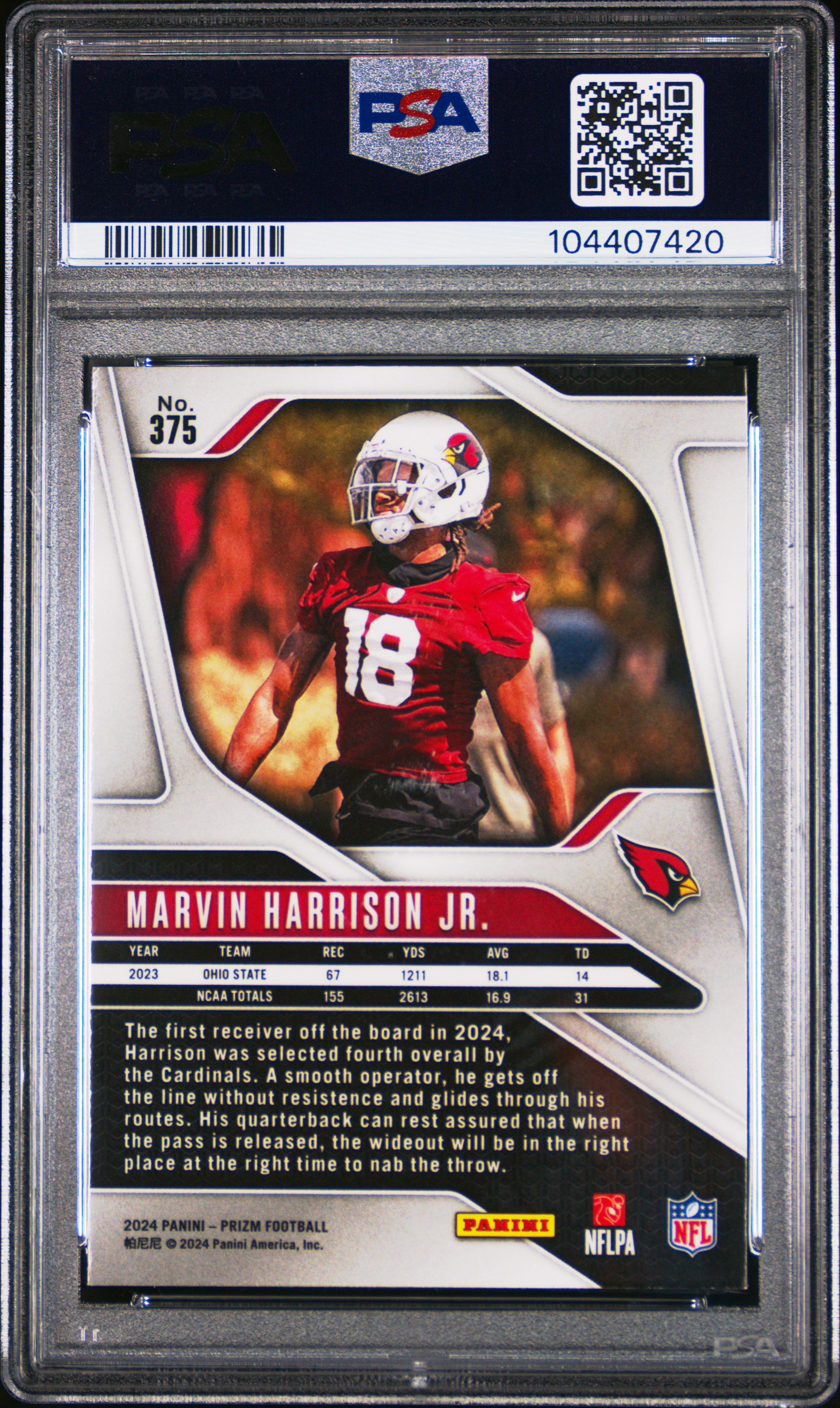 2024 Panini Prizm Marvin Harrison Jr. #375 Mint 9 back