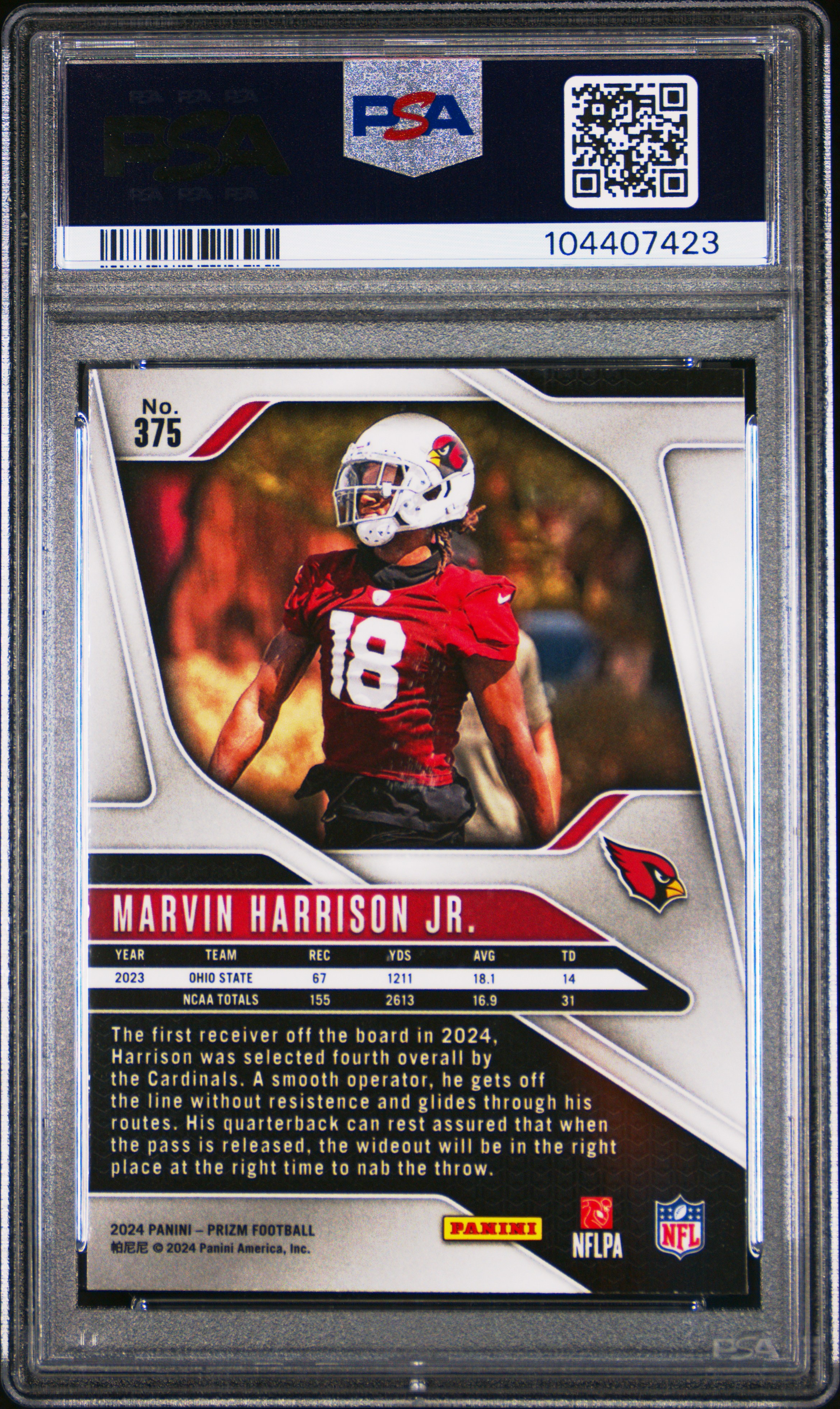 2024 Panini Prizm Marvin Harrison Jr. #375 Mint 9 back