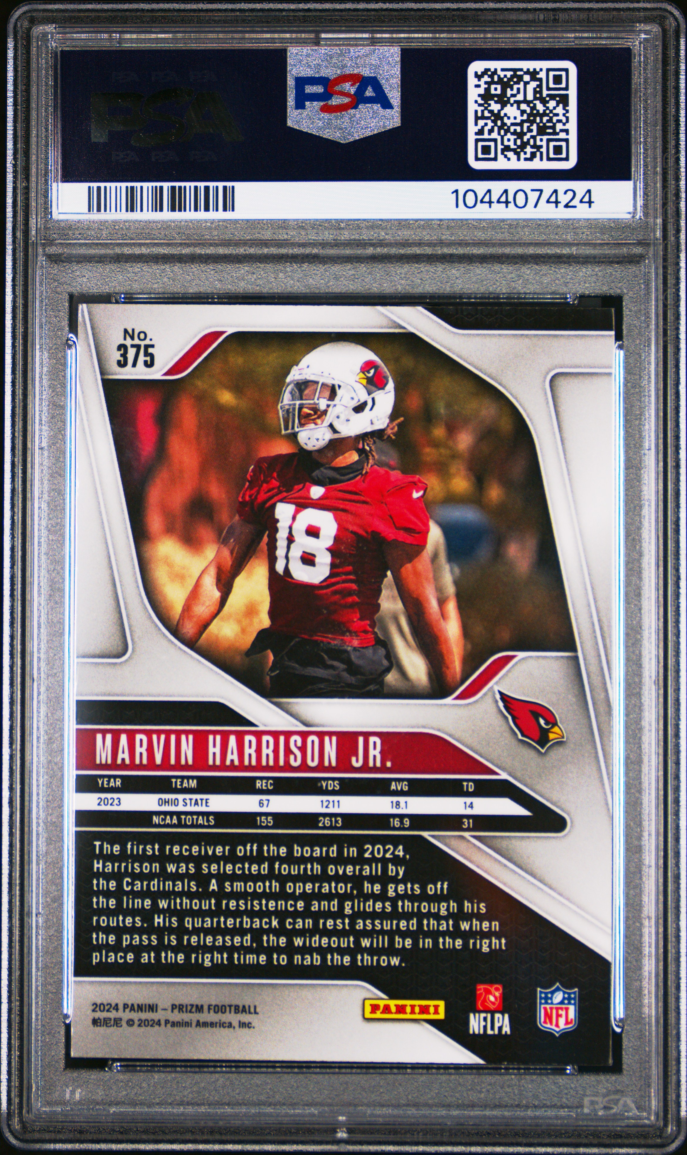 2024 Panini Prizm Marvin Harrison Jr. #375 Mint 9 back