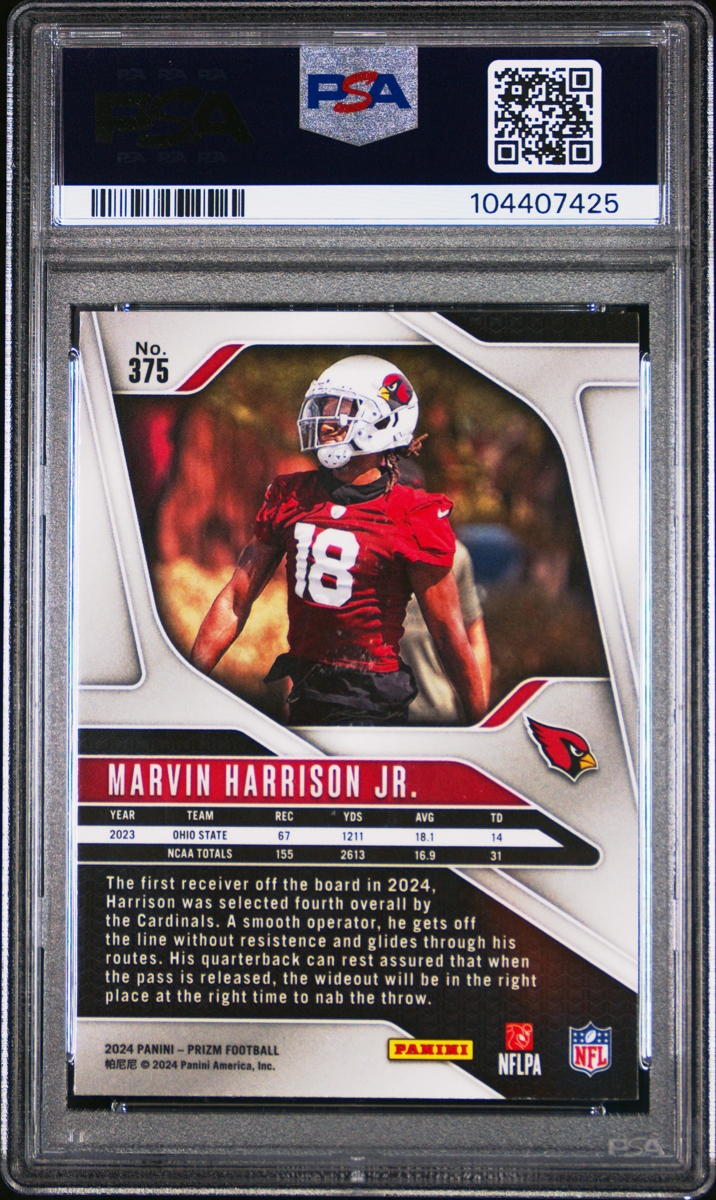 2024 Panini Prizm Marvin Harrison Jr. #375 Mint 9 back