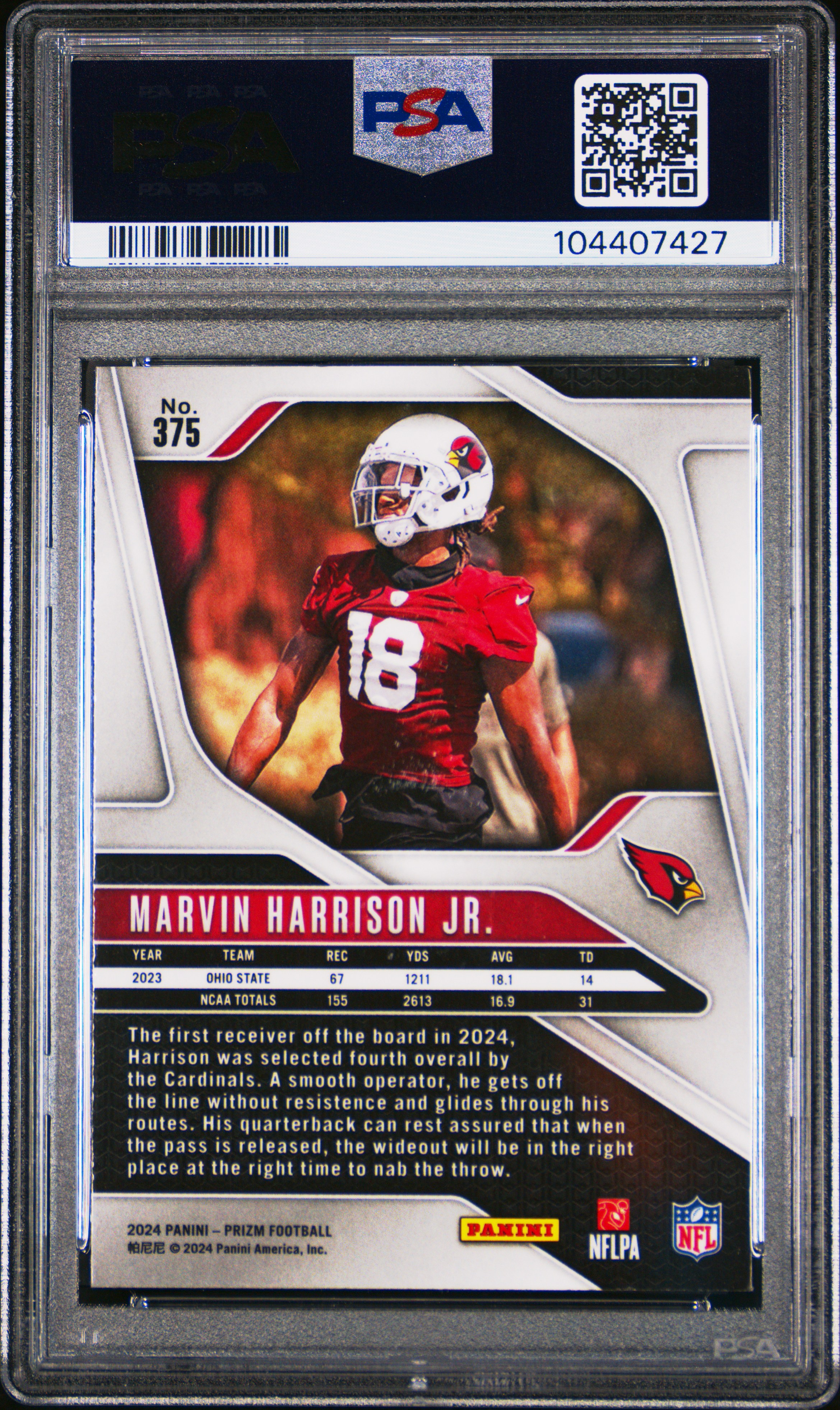 2024 Panini Prizm Marvin Harrison Jr. #375 Mint 9 back
