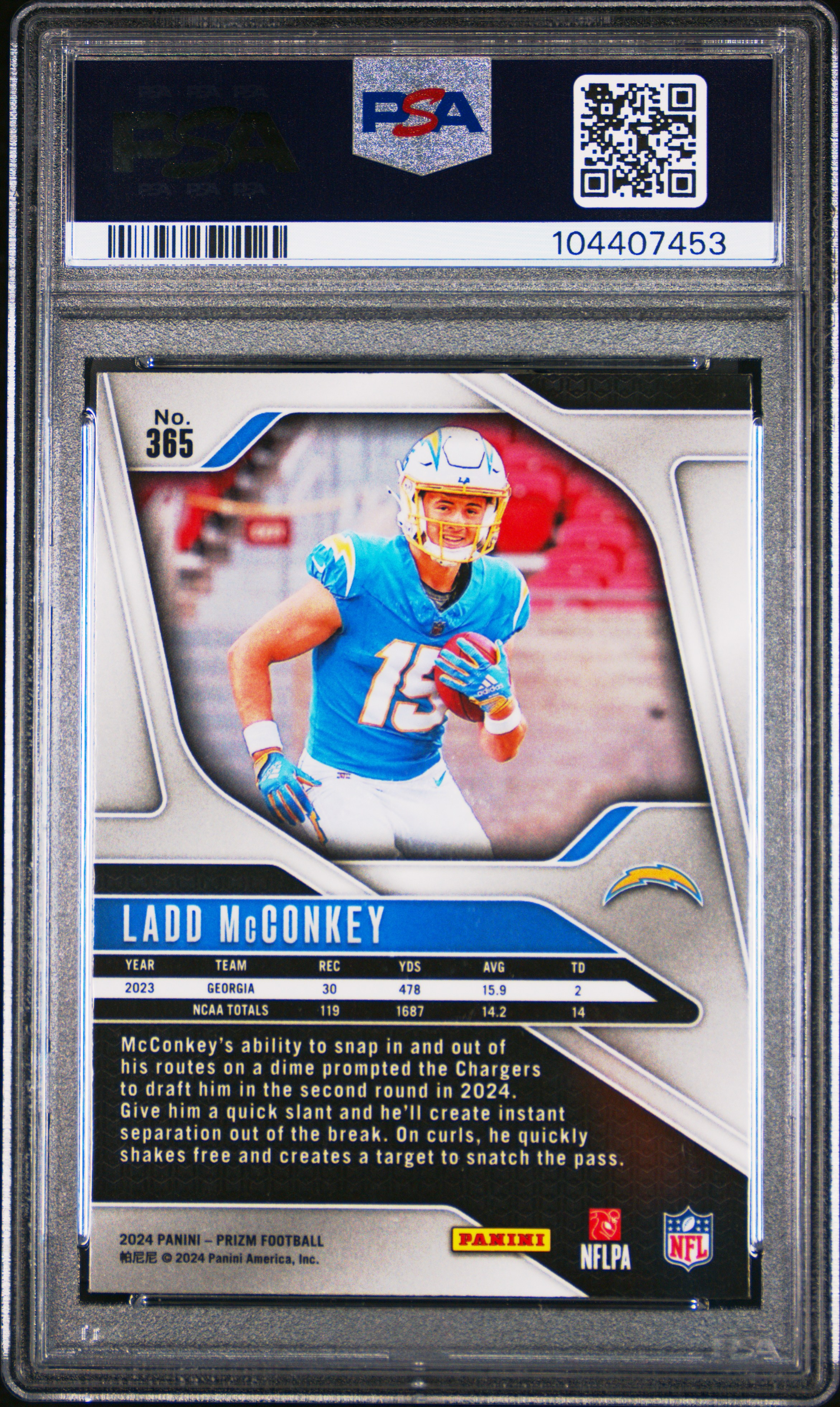 2024 Panini Prizm Ladd Mcconkey #365 Gem Mt 10 back