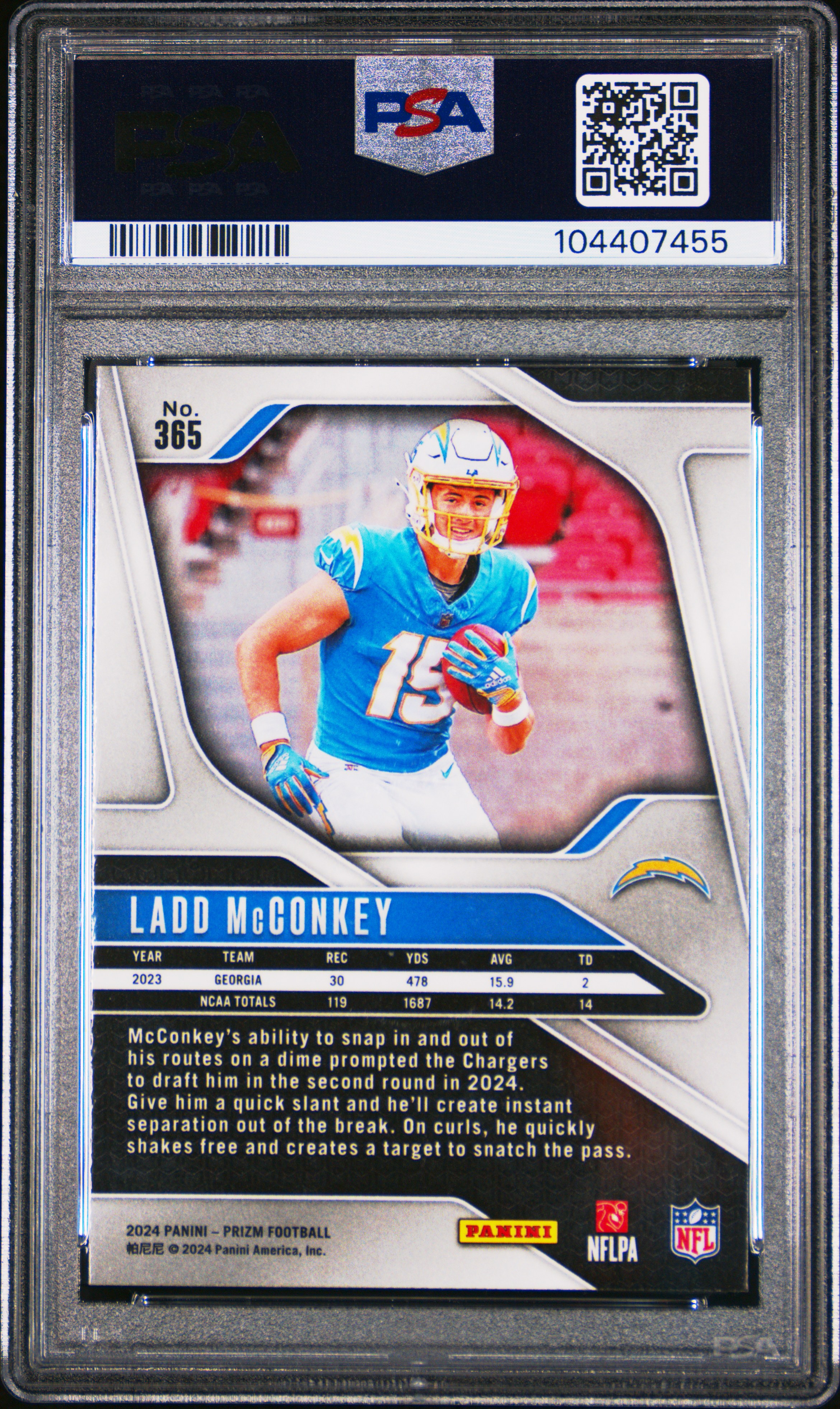 2024 Panini Prizm Ladd Mcconkey #365 Gem Mt 10 back