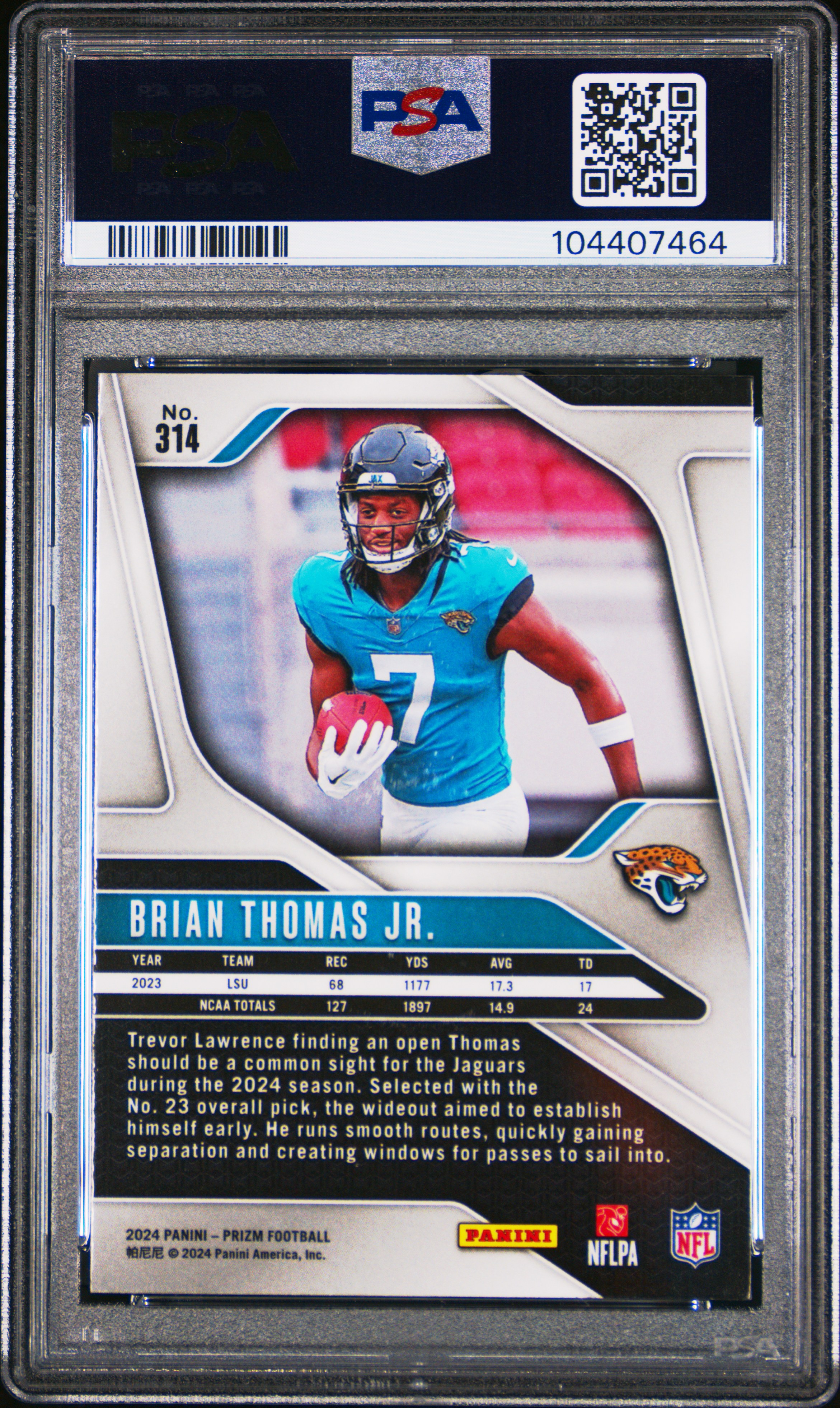 2024 Panini Prizm Brian Thomas Jr. #314 Mint 9 back