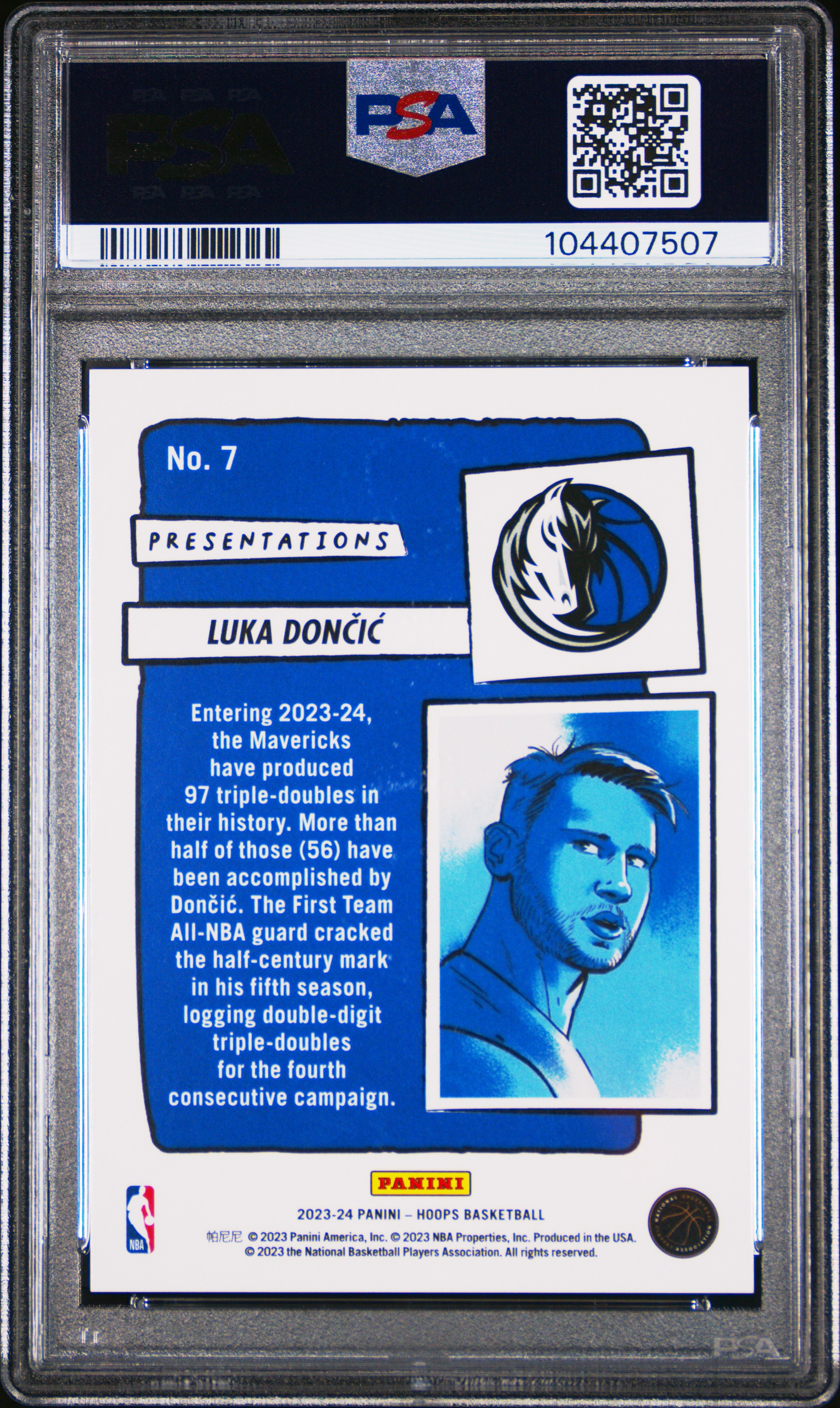 2023 Panini Nba Hoops Presentations Luka Doncic #7 Gem Mt 10 back