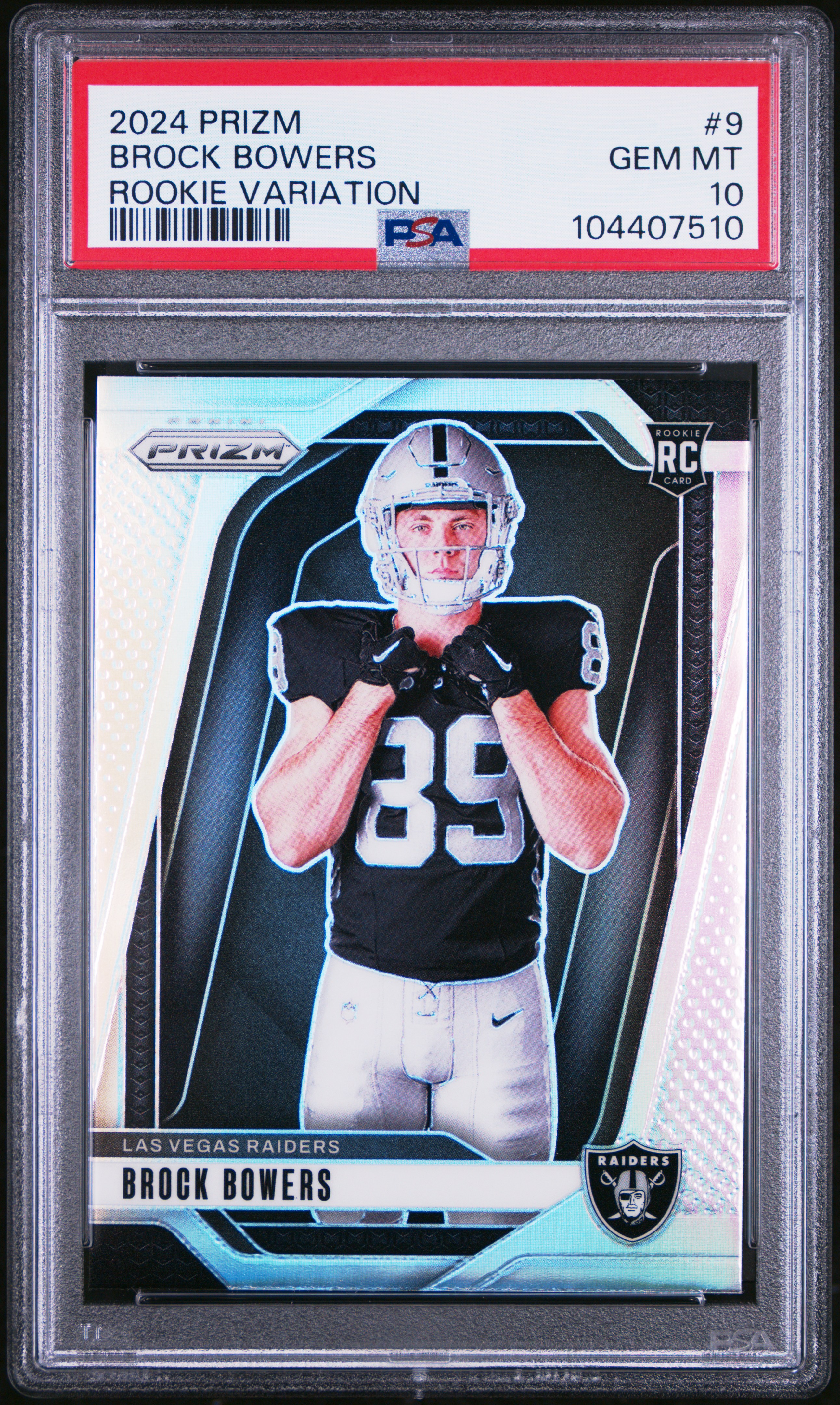 2024 Panini Prizm Rookie Variation Brock Bowers #9 Gem Mt 10 front