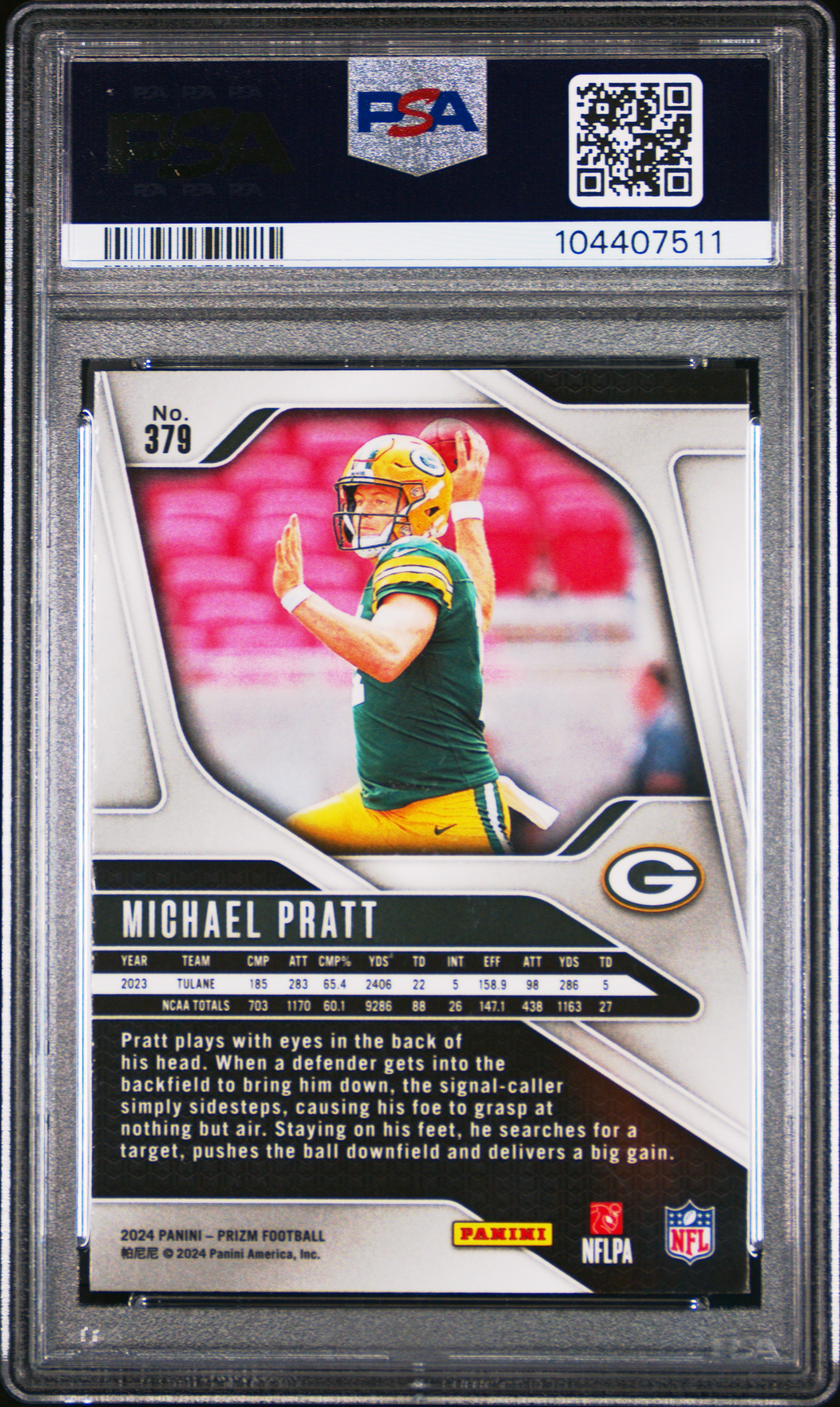 2024 Panini Prizm Michael Pratt #379 Gem Mt 10 back