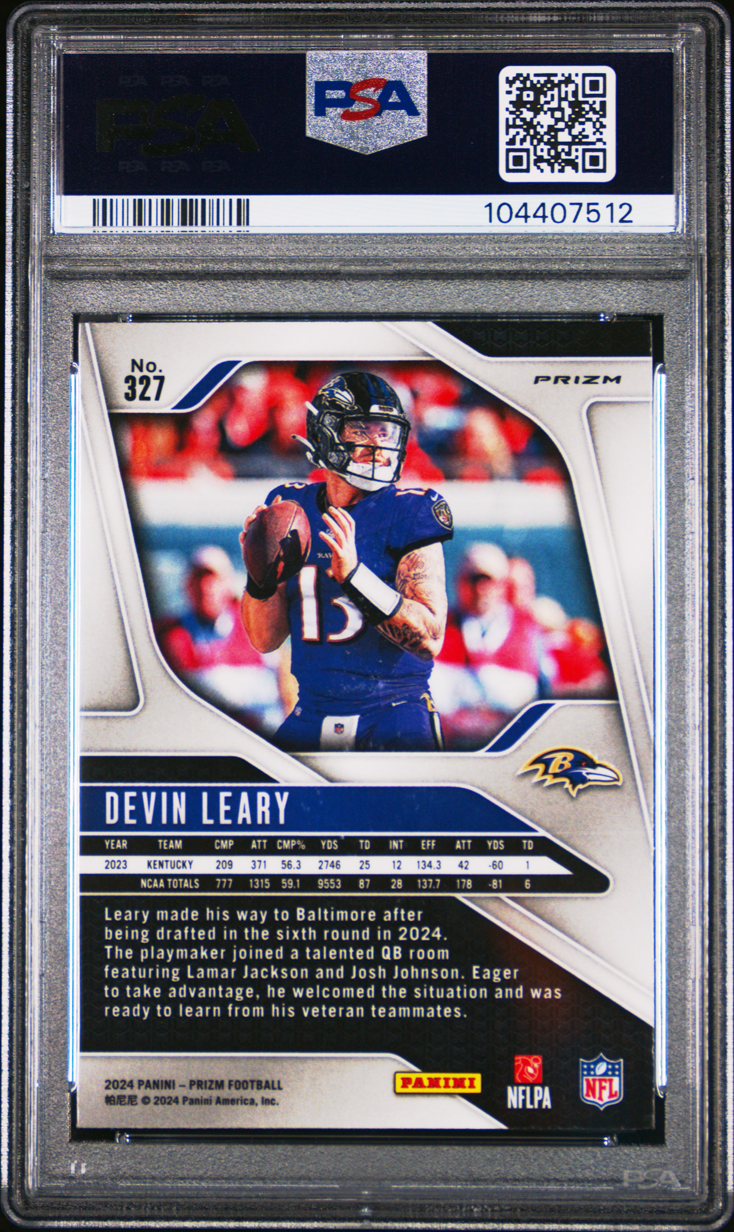 2024 Panini Prizm Devin Leary #327 (Disco Prizm) Nm-Mt 8 back