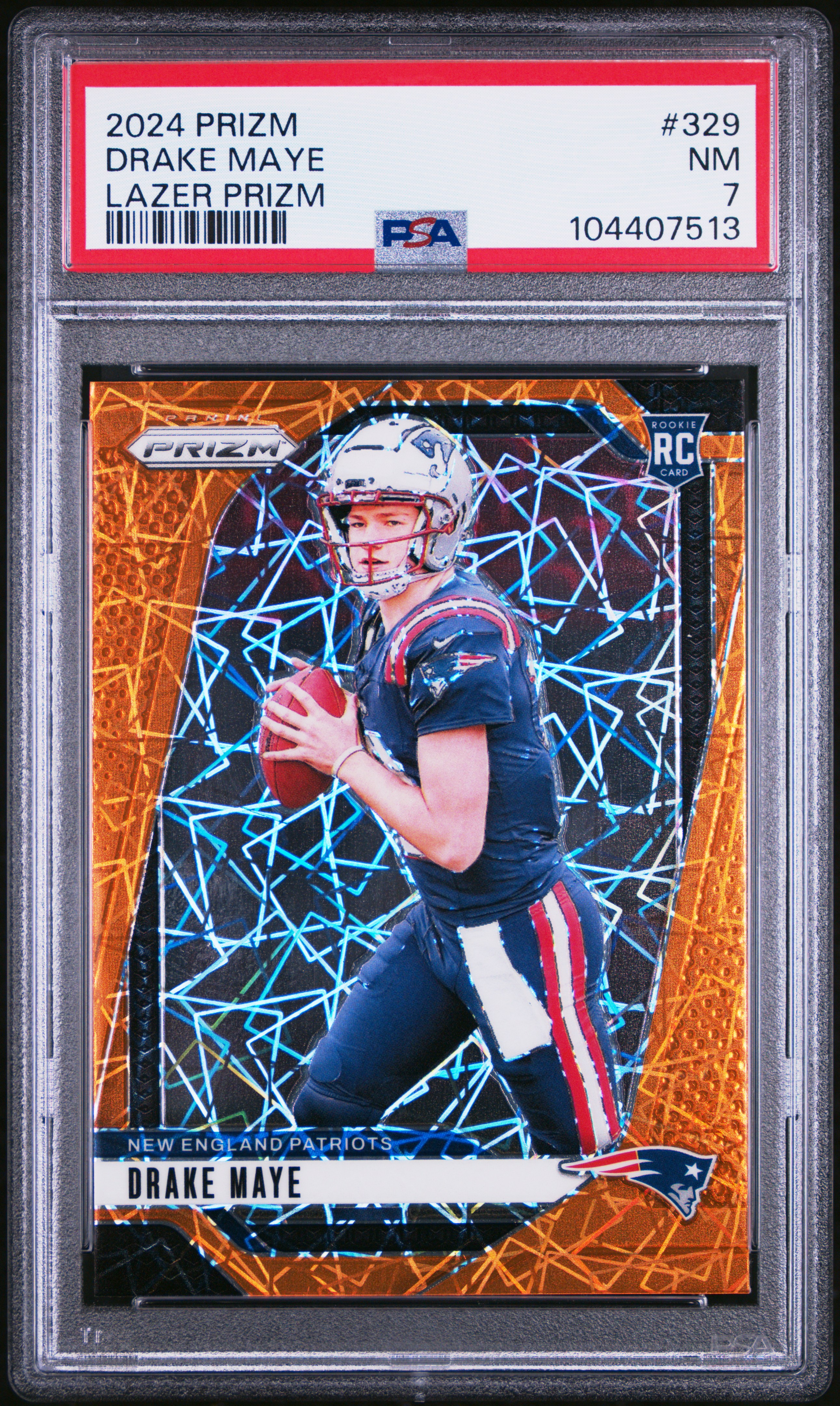 2024 Panini Prizm Drake Maye #329 (Lazer Prizm) Nm 7 front