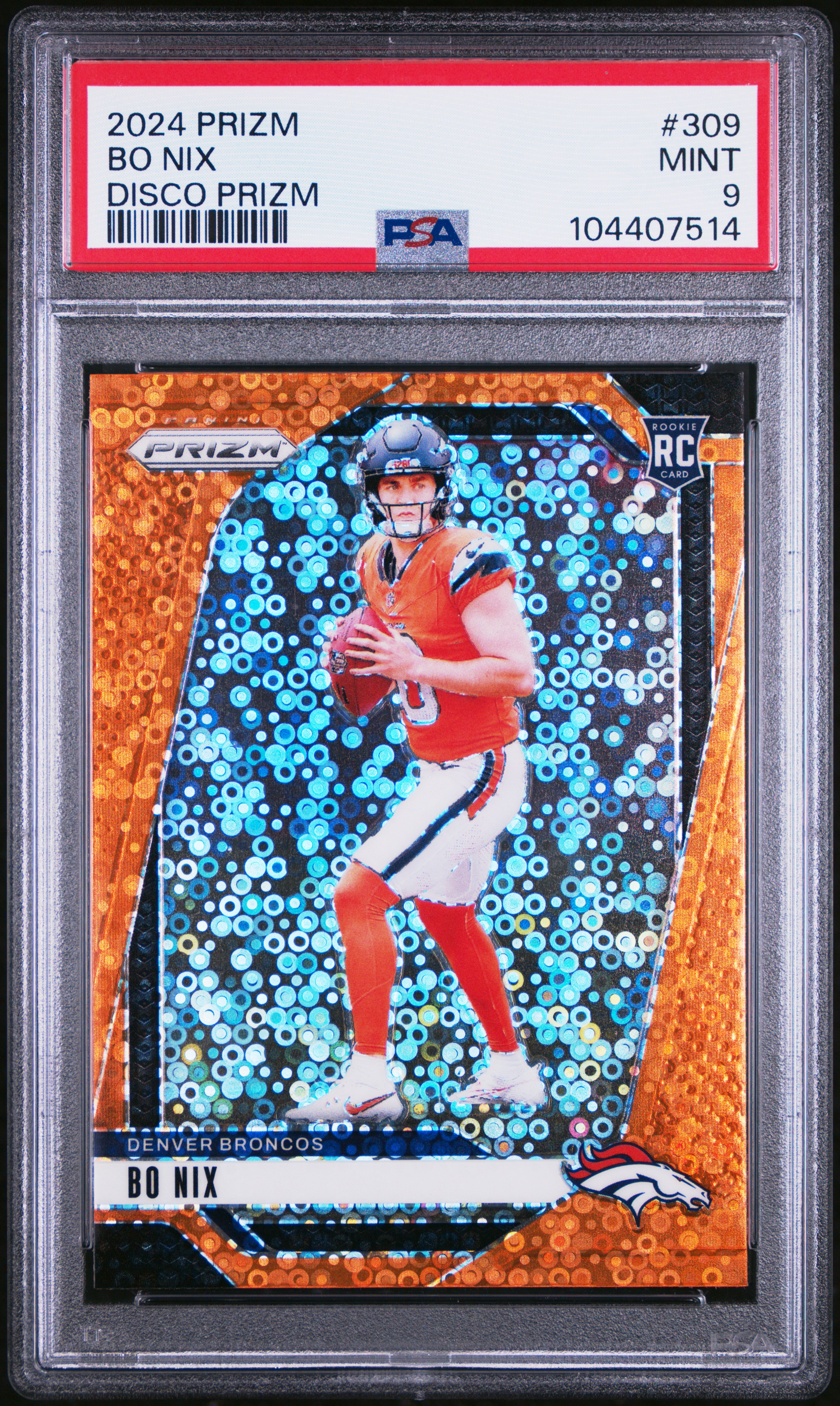 2024 Panini Prizm Bo Nix #309 (Disco Prizm) Mint 9 front