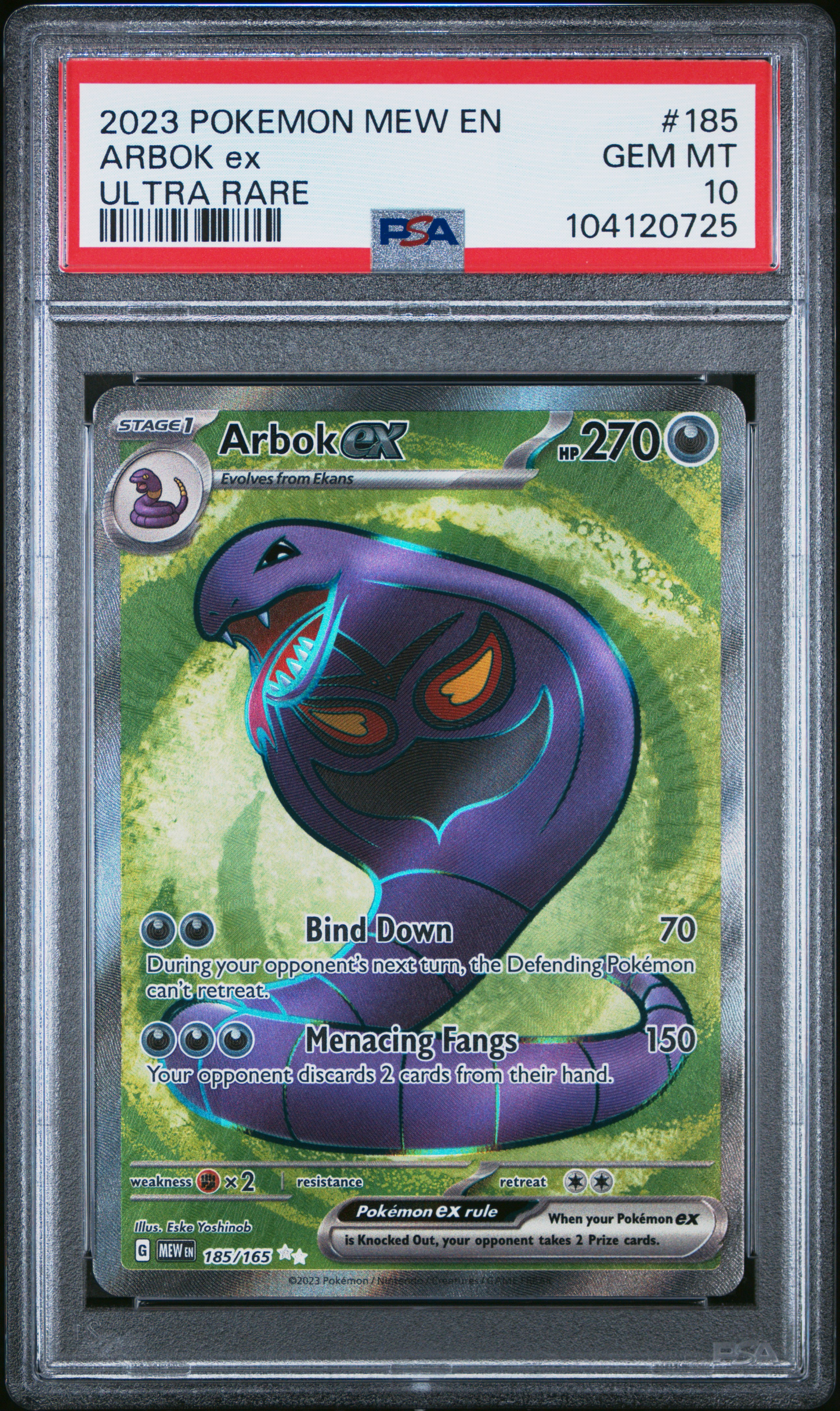 2023 Pokemon Mew En-151 Arbok Ex #185 (Ultra Rare) Gem Mt 10 front