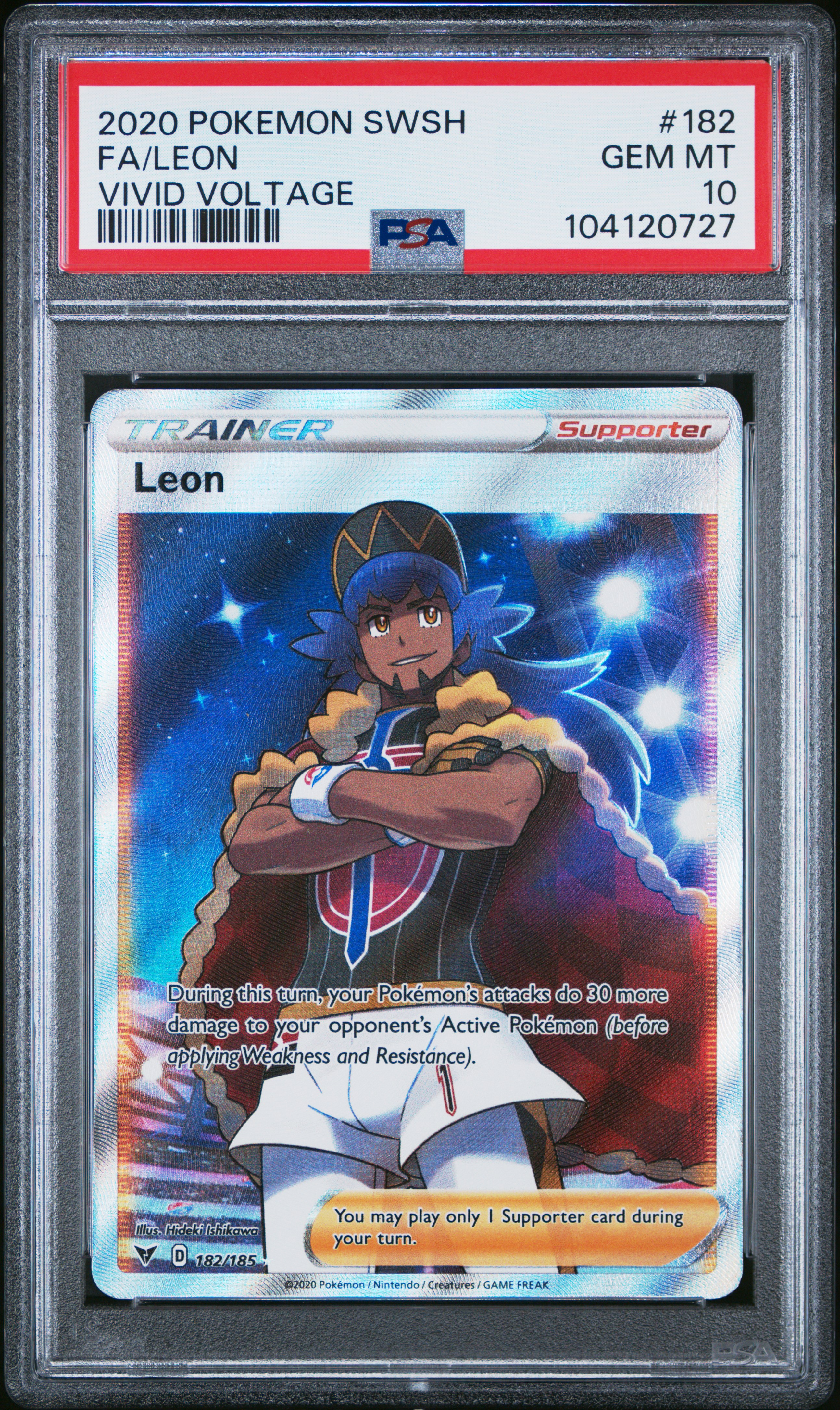 2020 Pokemon Sword & Shield Vivid Voltage Fa/Leon #182 (Vivid Voltage) Gem Mt 10 front