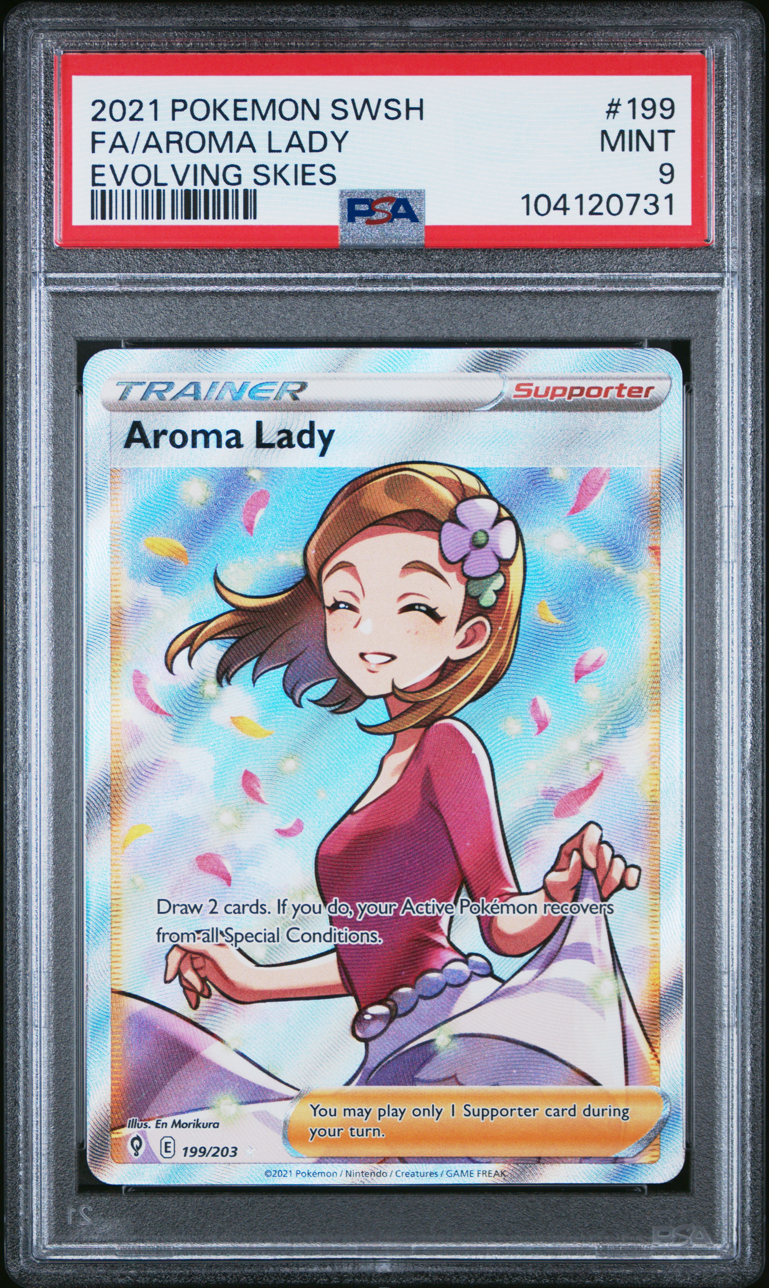 2021 Pokemon Sword & Shield Evolving Skies Fa/Aroma Lady #199 (Evolving Skies) Mint 9 front