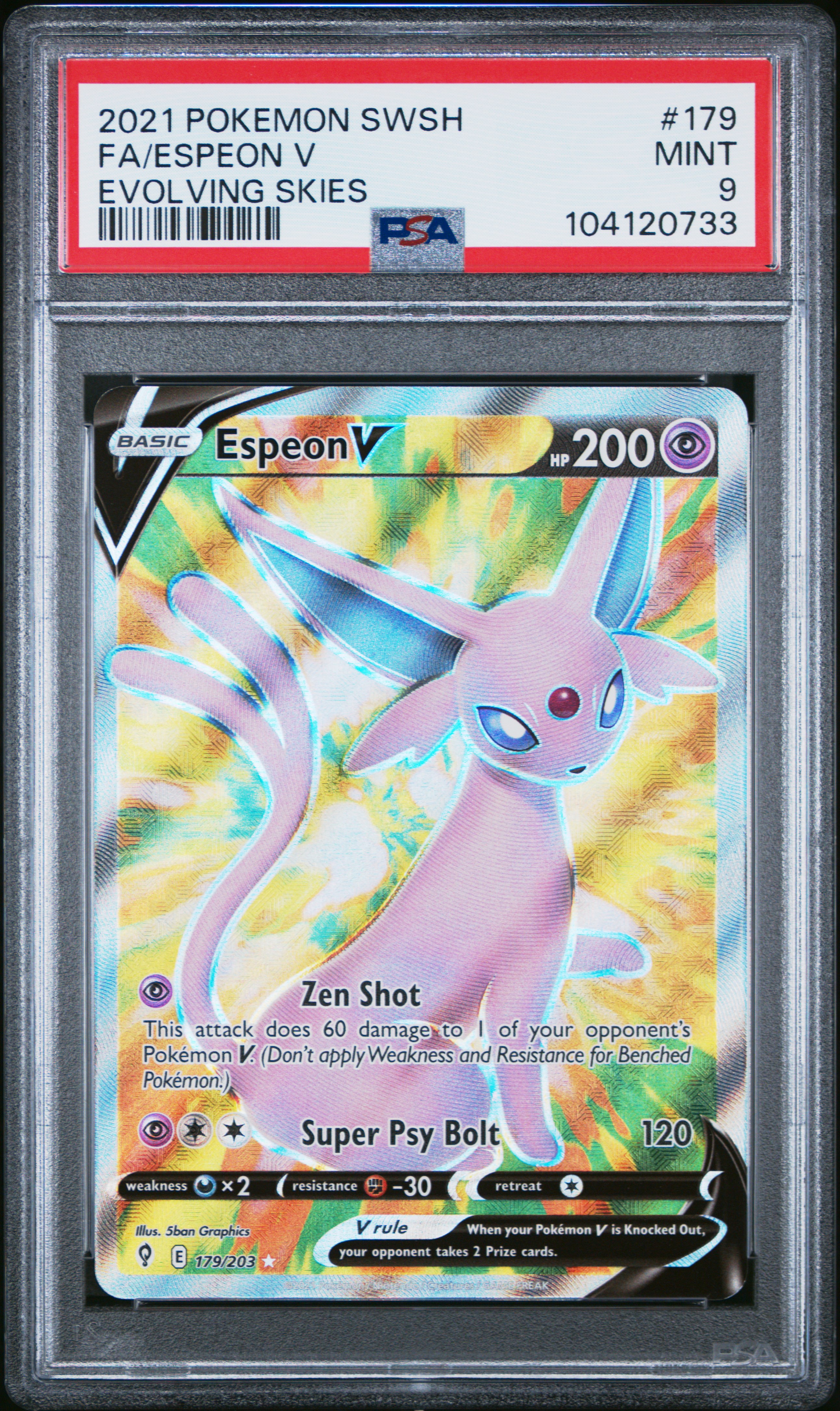 2021 Pokemon Sword & Shield Evolving Skies Fa/Espeon V #179 (Evolving Skies) Mint 9 front