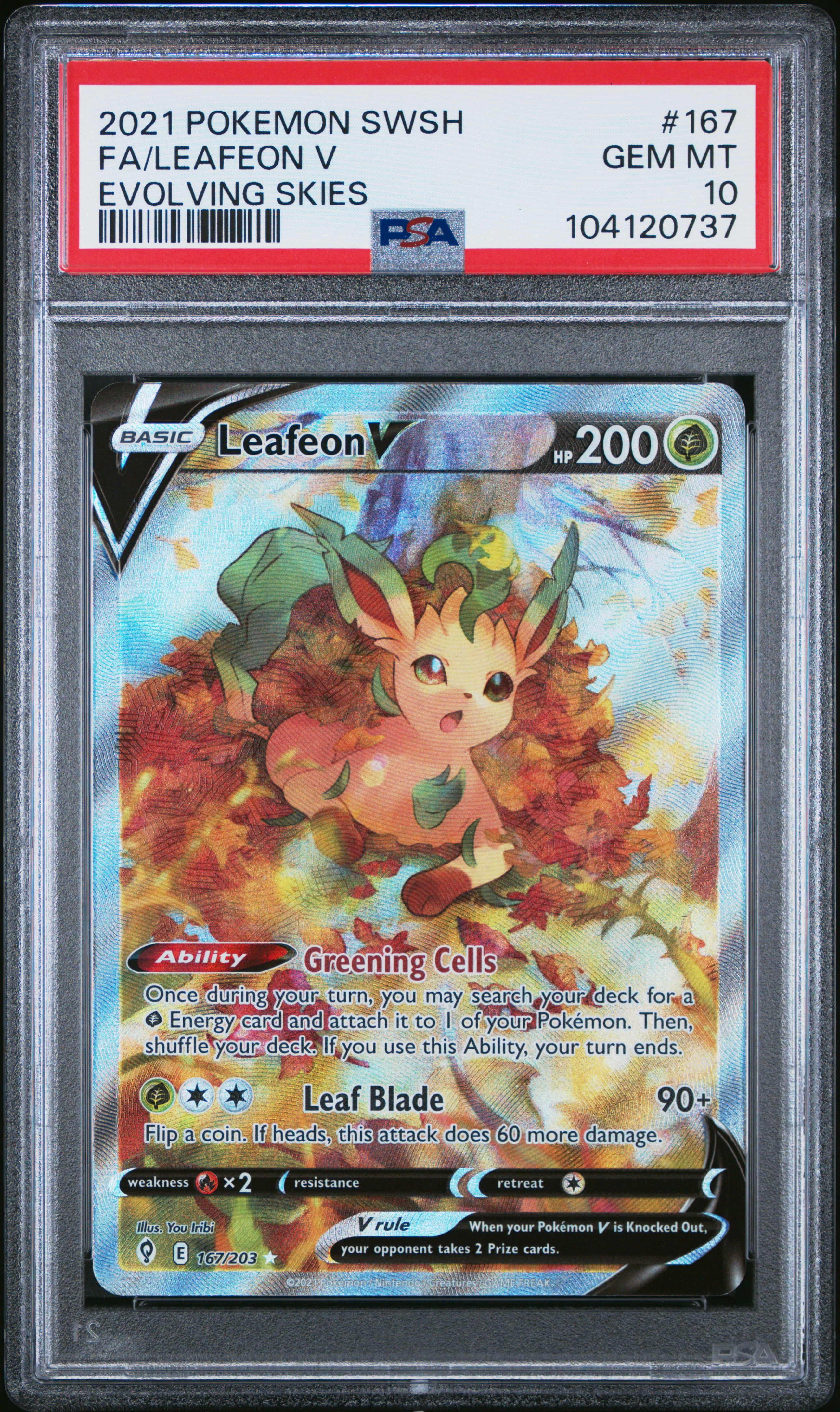 2021 Pokemon Sword & Shield Evolving Skies Fa/Leafeon V #167 (Evolving Skies) Gem Mt 10 front