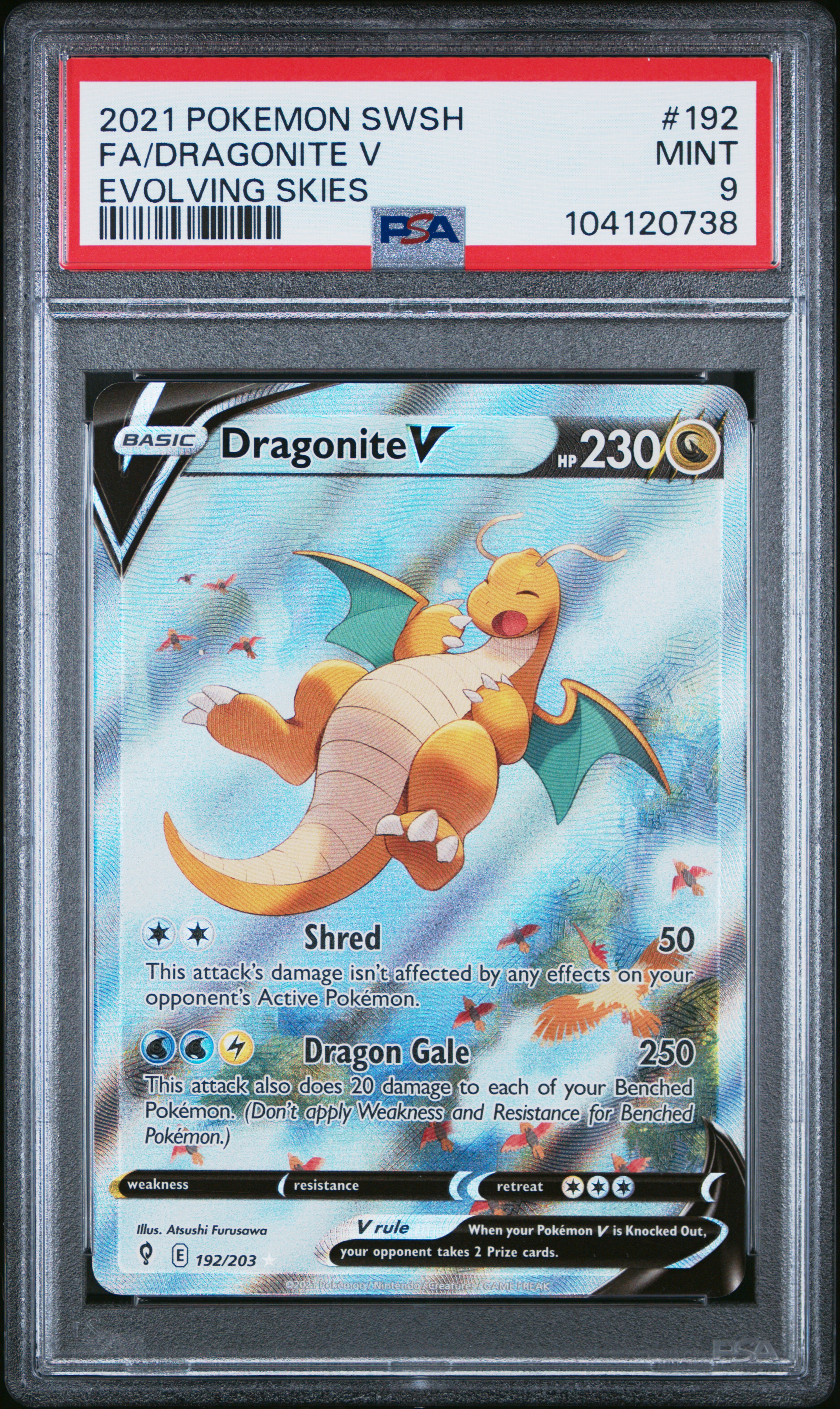 2021 Pokemon Sword & Shield Evolving Skies Fa/Dragonite V #192 (Evolving Skies) Mint 9 front