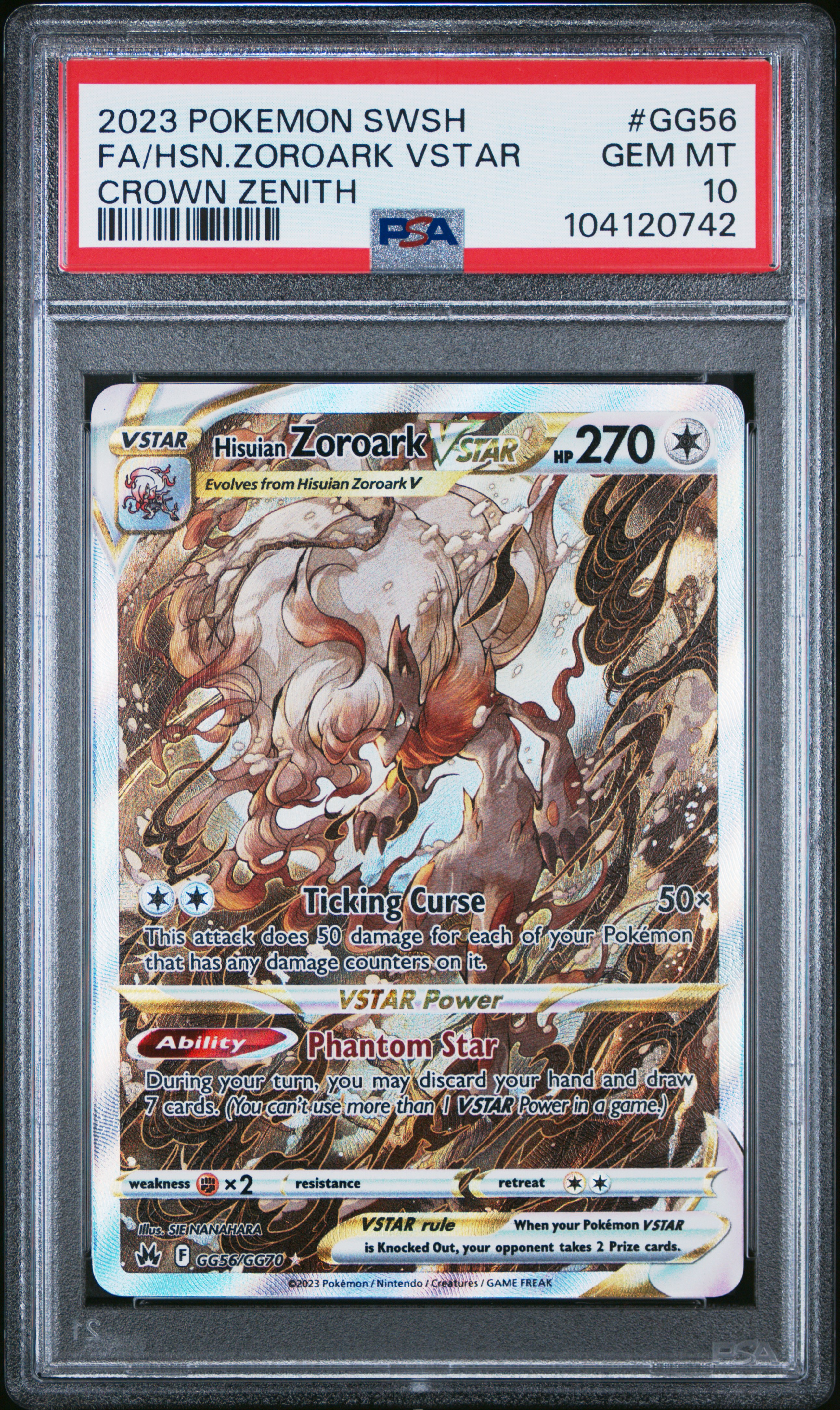 2023 Pokemon Sword And Shield Crown Zenith Fa/Hsn.zoroark Vstar #Gg56 (Crown Zenith) Gem Mt 10 front