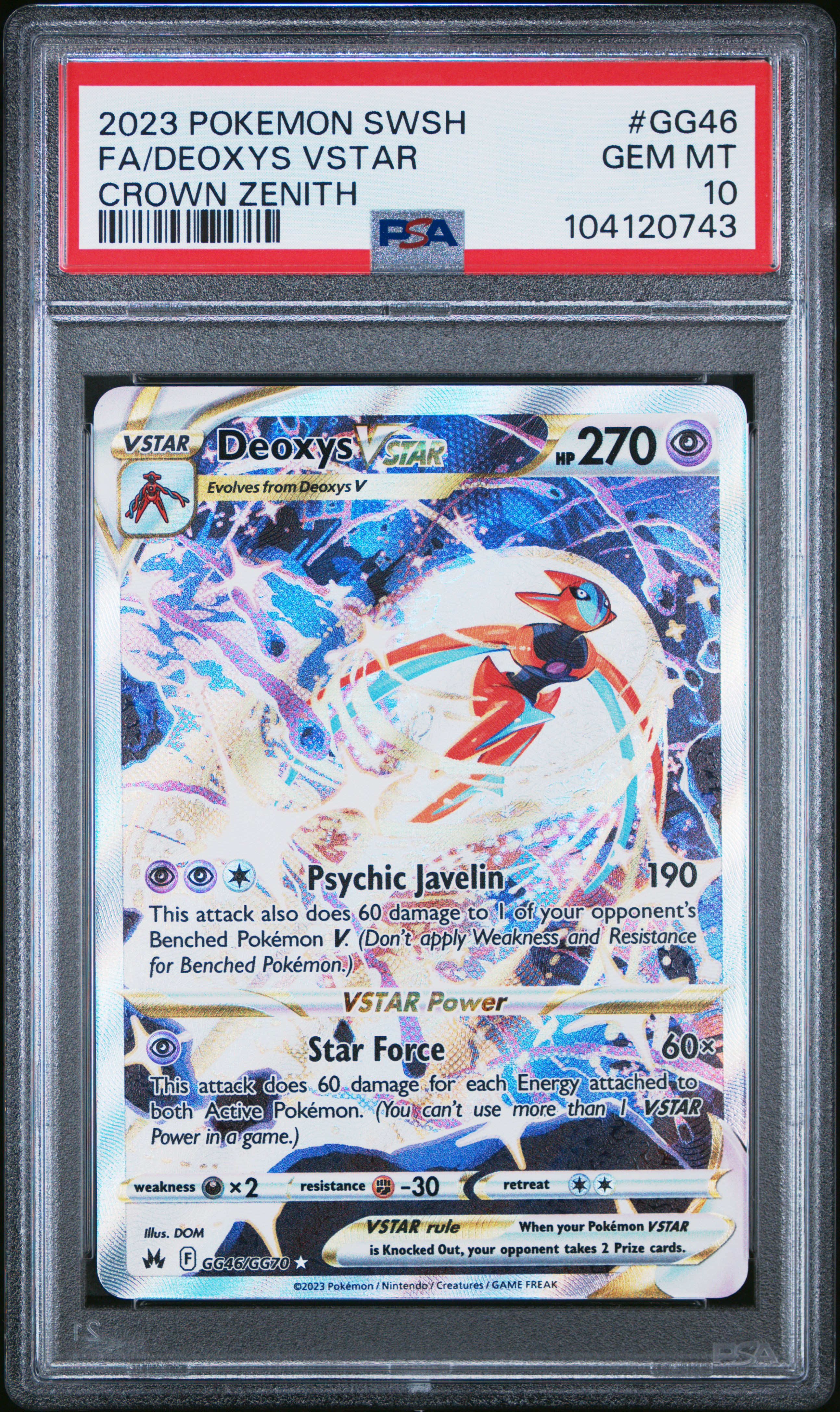 2023 Pokemon Sword And Shield Crown Zenith Fa/Deoxys Vstar #Gg46 (Crown Zenith) Gem Mt 10 front