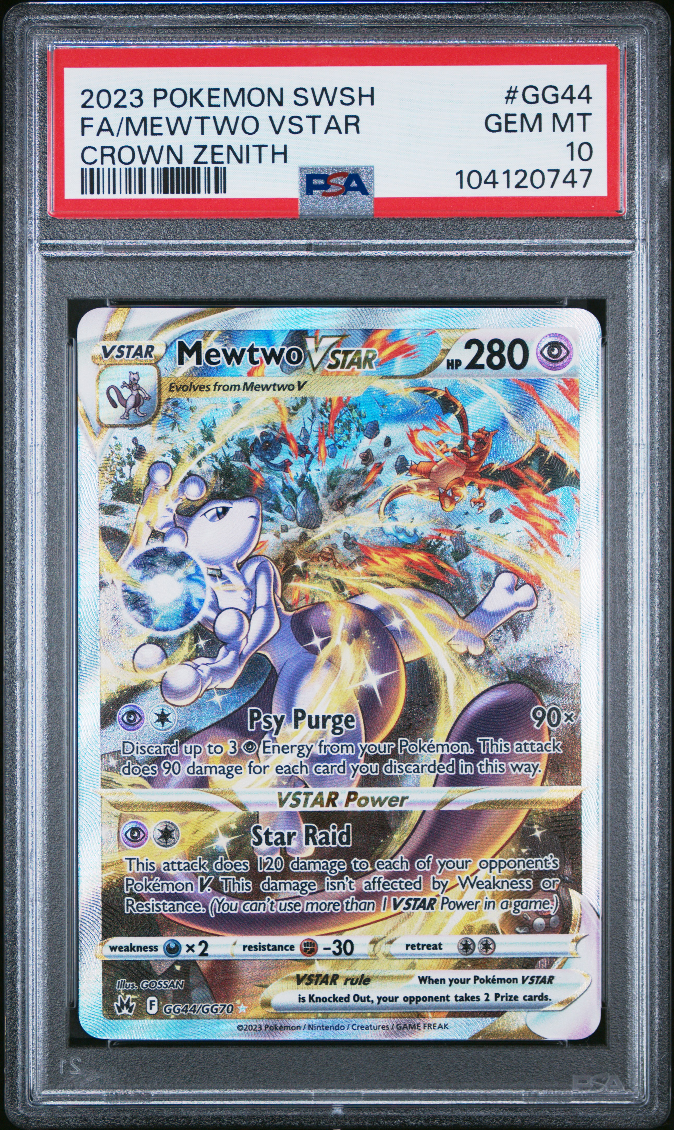 2023 Pokemon Sword And Shield Crown Zenith Fa/Mewtwo Vstar #Gg44 (Crown Zenith) Gem Mt 10 front