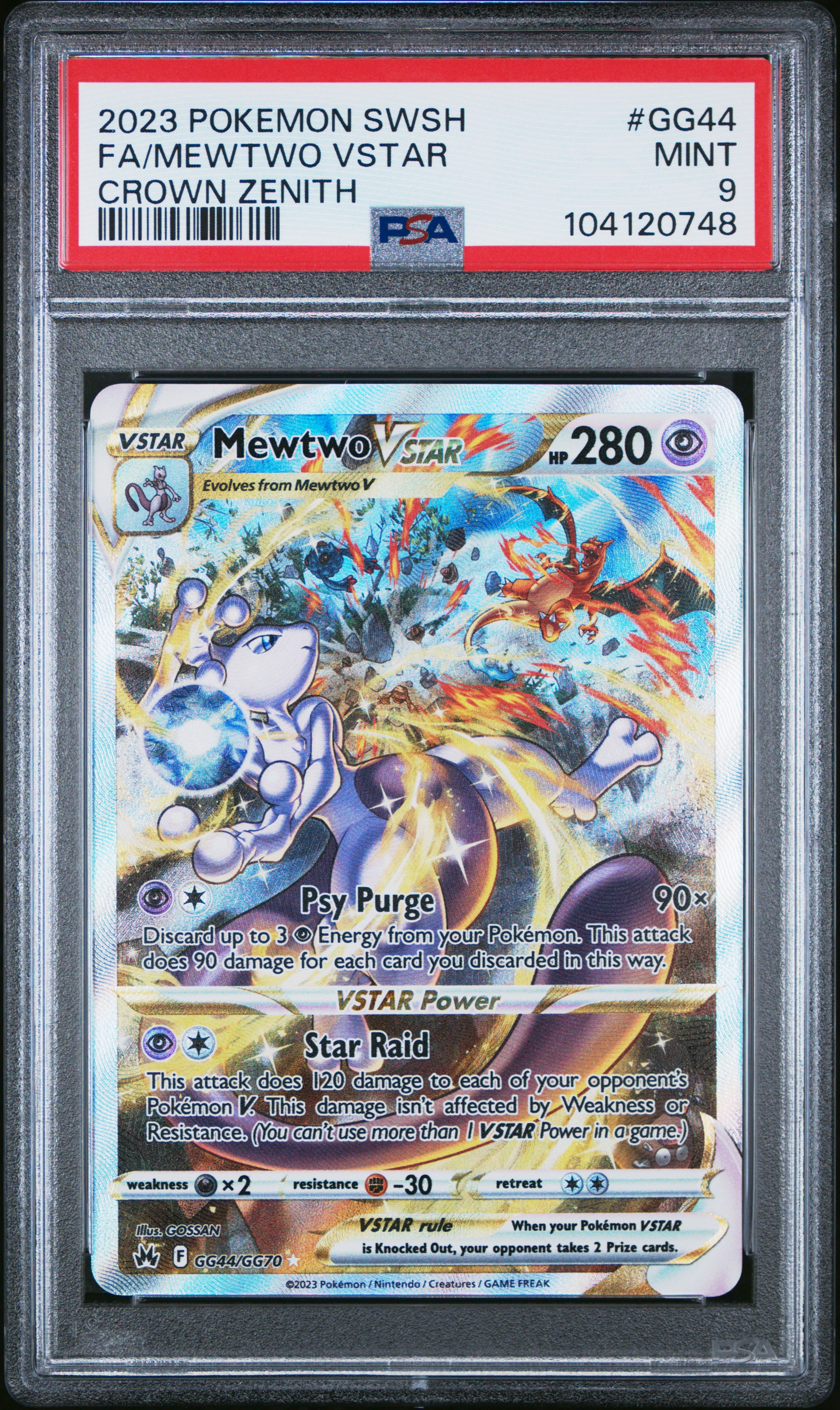 2023 Pokemon Sword And Shield Crown Zenith Fa/Mewtwo Vstar #Gg44 (Crown Zenith) Mint 9 front