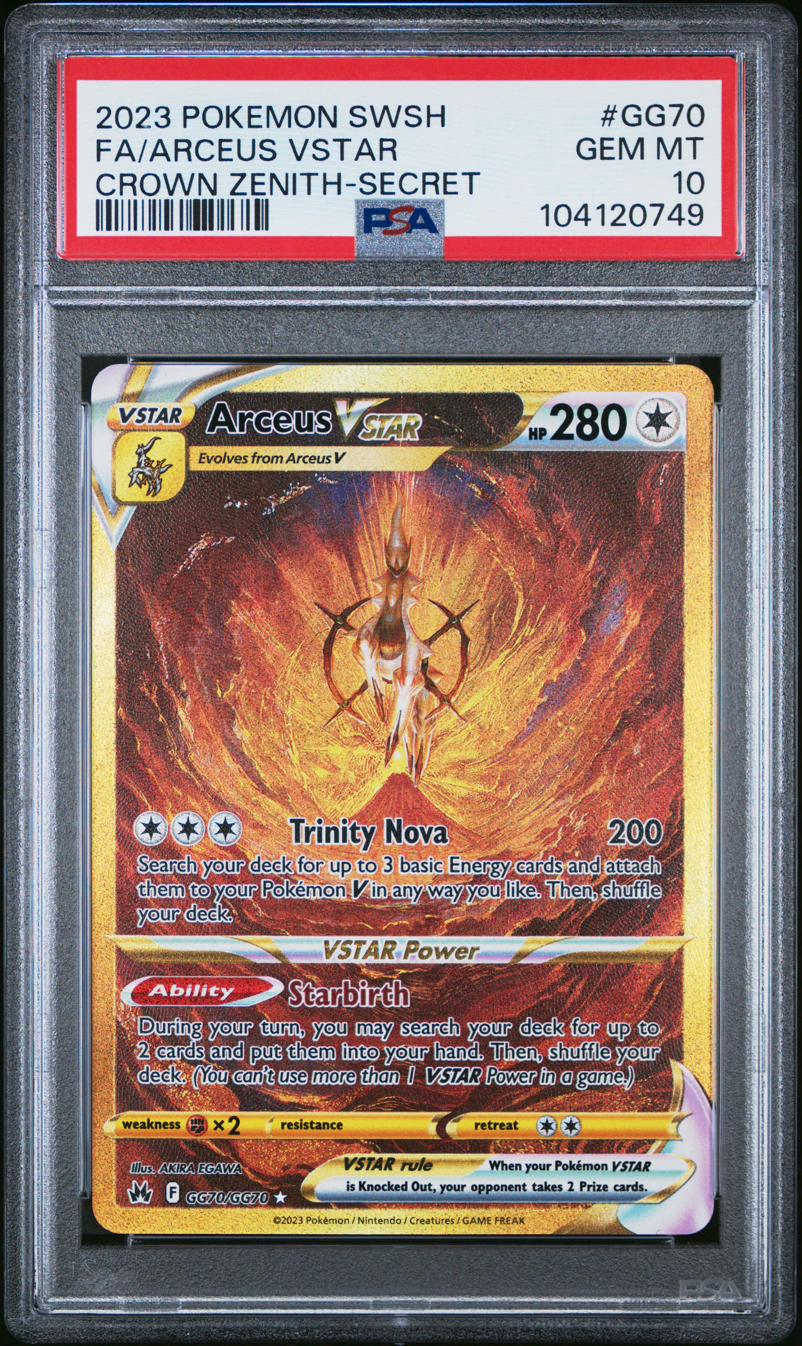 2023 Pokemon Sword And Shield Crown Zenith Fa/Arceus Vstar #Gg70 (Crown Zenith-Secret) Gem Mt 10 front