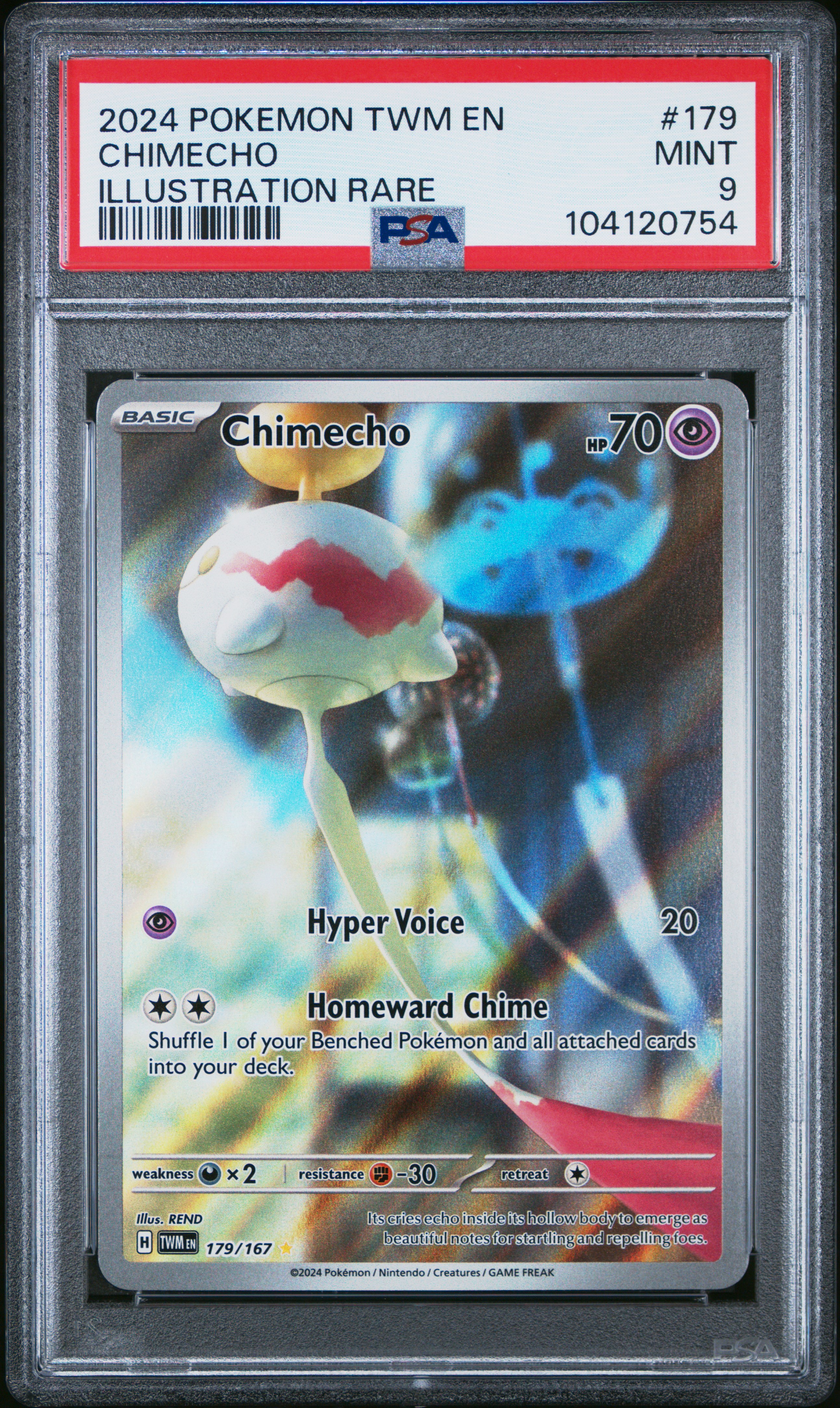 2024 Pokemon Twm En-Twilight Masquerade Chimecho #179 (Illustration Rare) Mint 9 front