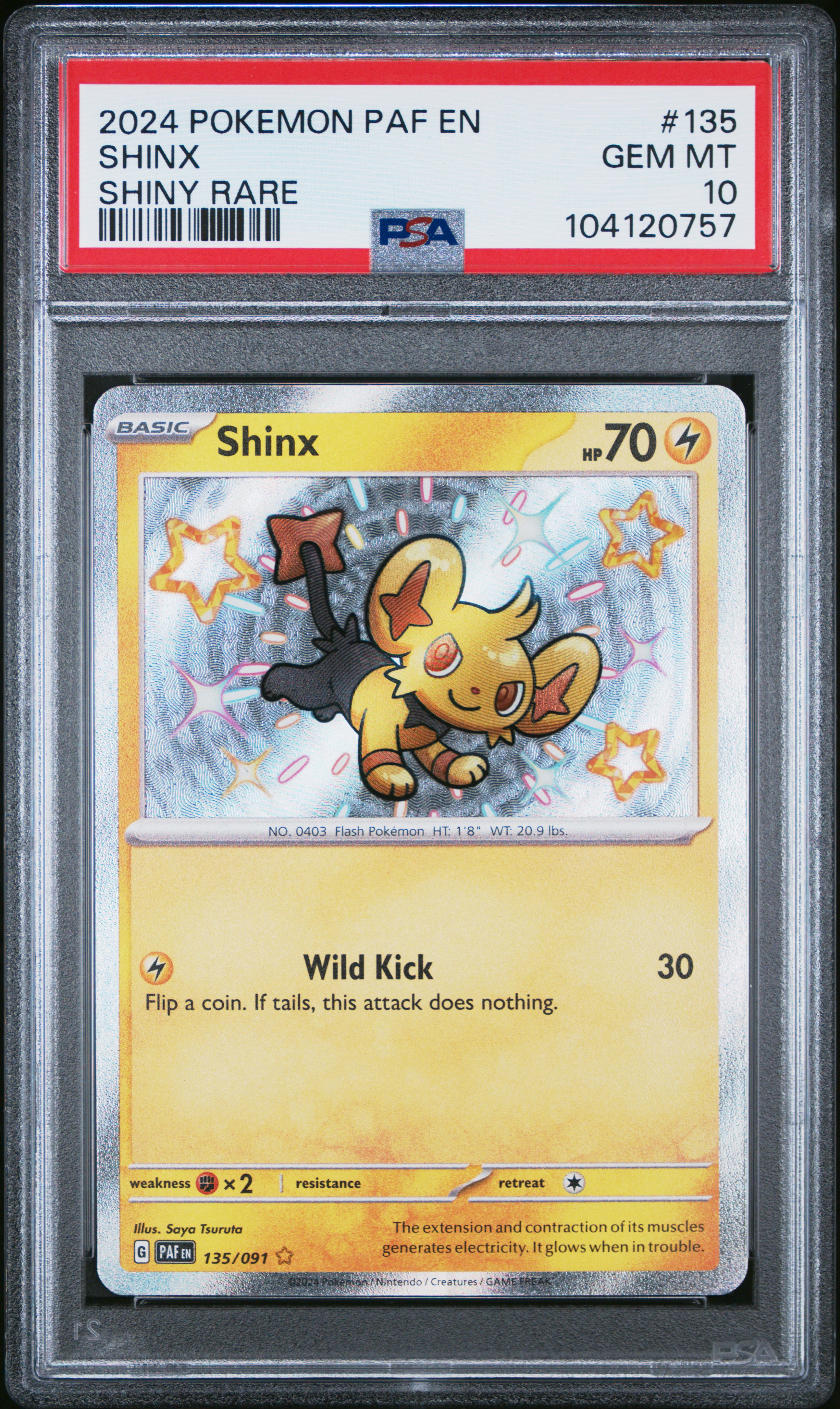 2024 Pokemon Paf En-Paldean Fates Shinx #135 (Shiny Rare) Gem Mt 10 front