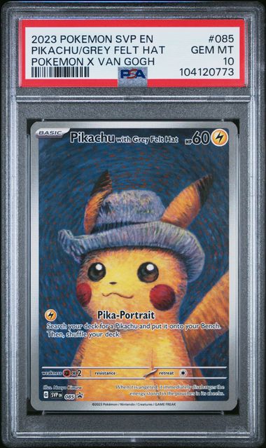 2023 Pokemon Svp En-Sv Black Star Promo Pikachu/Grey Felt Hat #085 (Pokemon X Van Gogh) Gem Mt 10 front