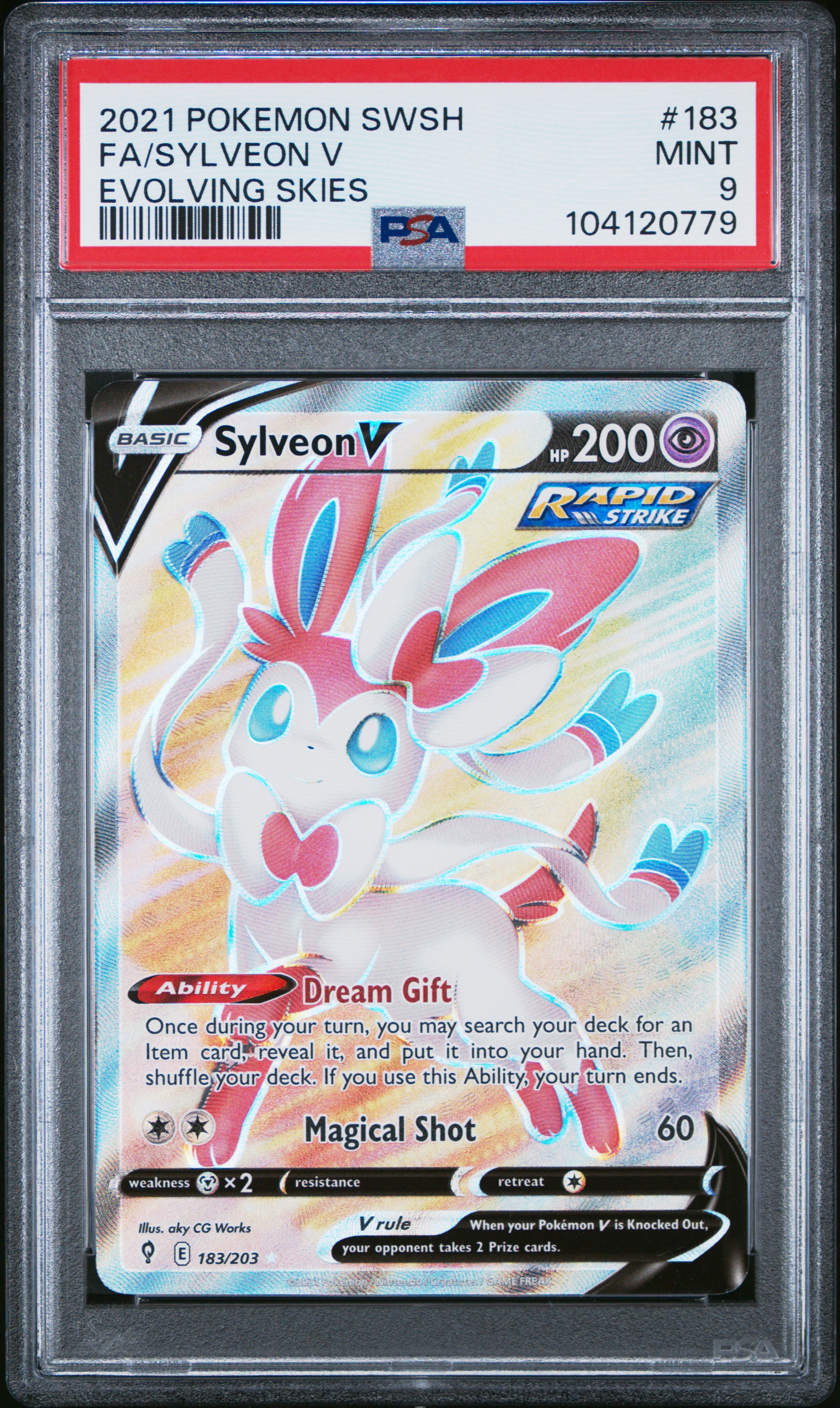 2021 Pokemon Sword & Shield Evolving Skies Fa/Sylveon V #183 (Evolving Skies) Mint 9 front