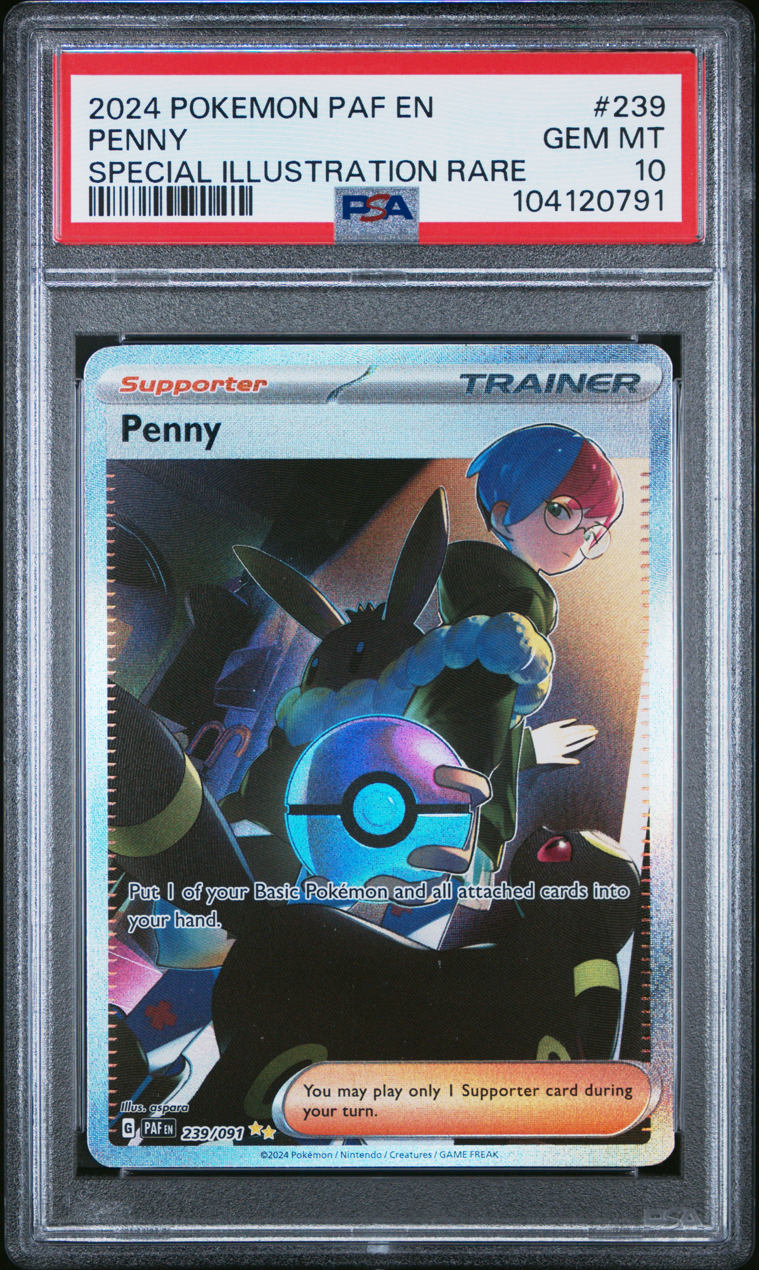 2024 Pokemon Paf En-Paldean Fates Penny #239 (Special Illustration Rare) Gem Mt 10 front