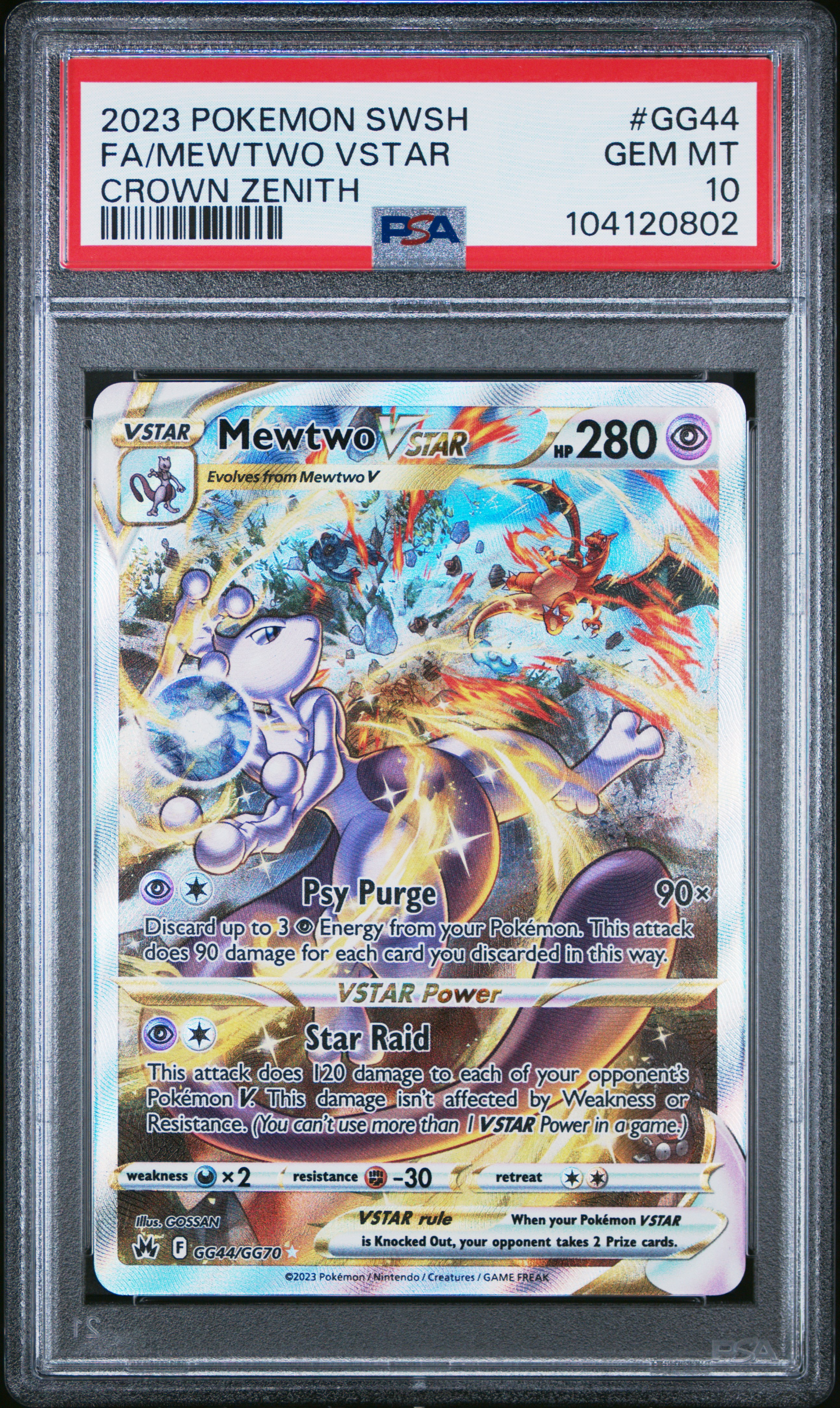 2023 Pokemon Sword And Shield Crown Zenith Fa/Mewtwo Vstar #Gg44 (Crown Zenith) Gem Mt 10 front
