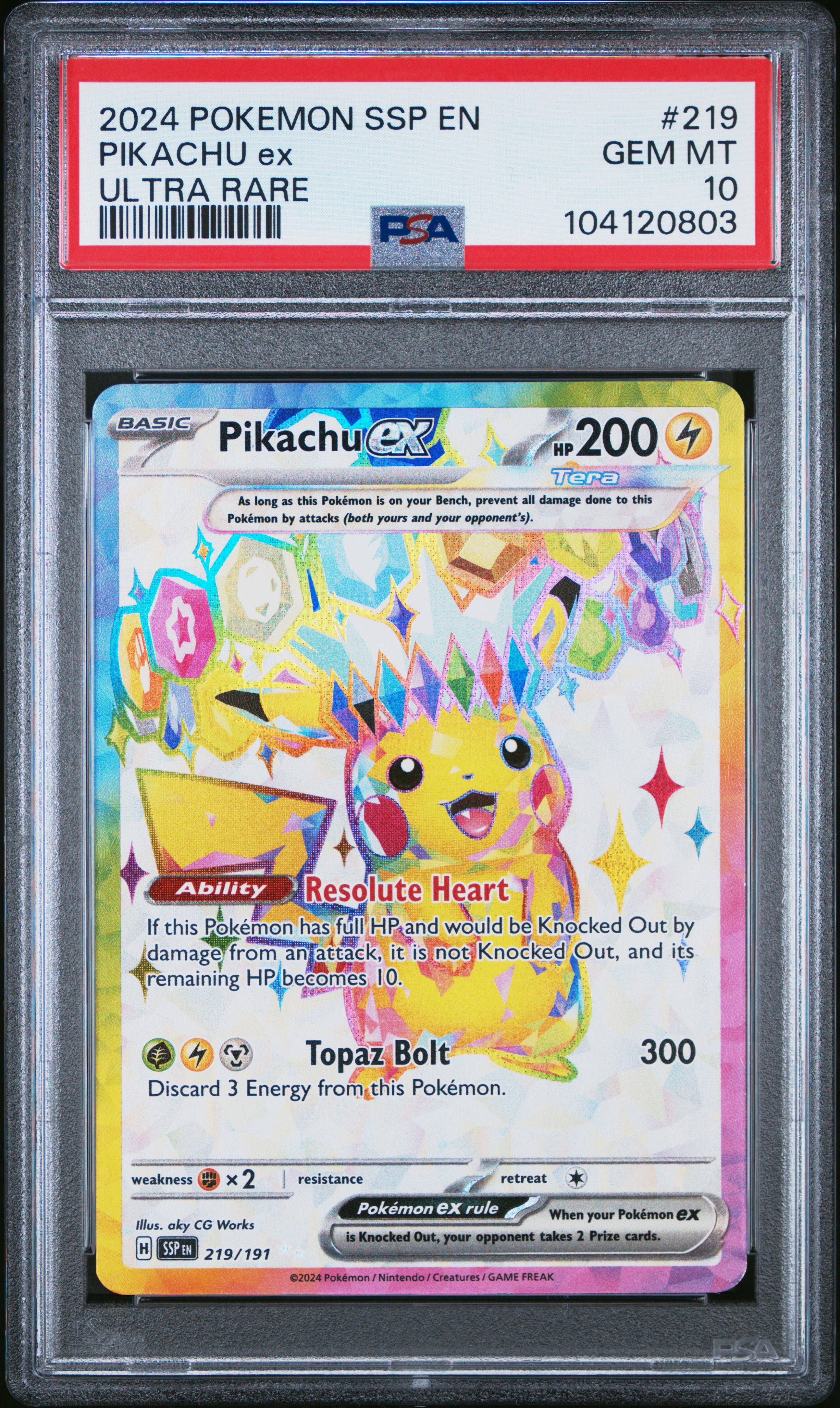 2024 Pokemon Ssp En-Surging Sparks Pikachu Ex #219 (Ultra Rare) Gem Mt 10 front