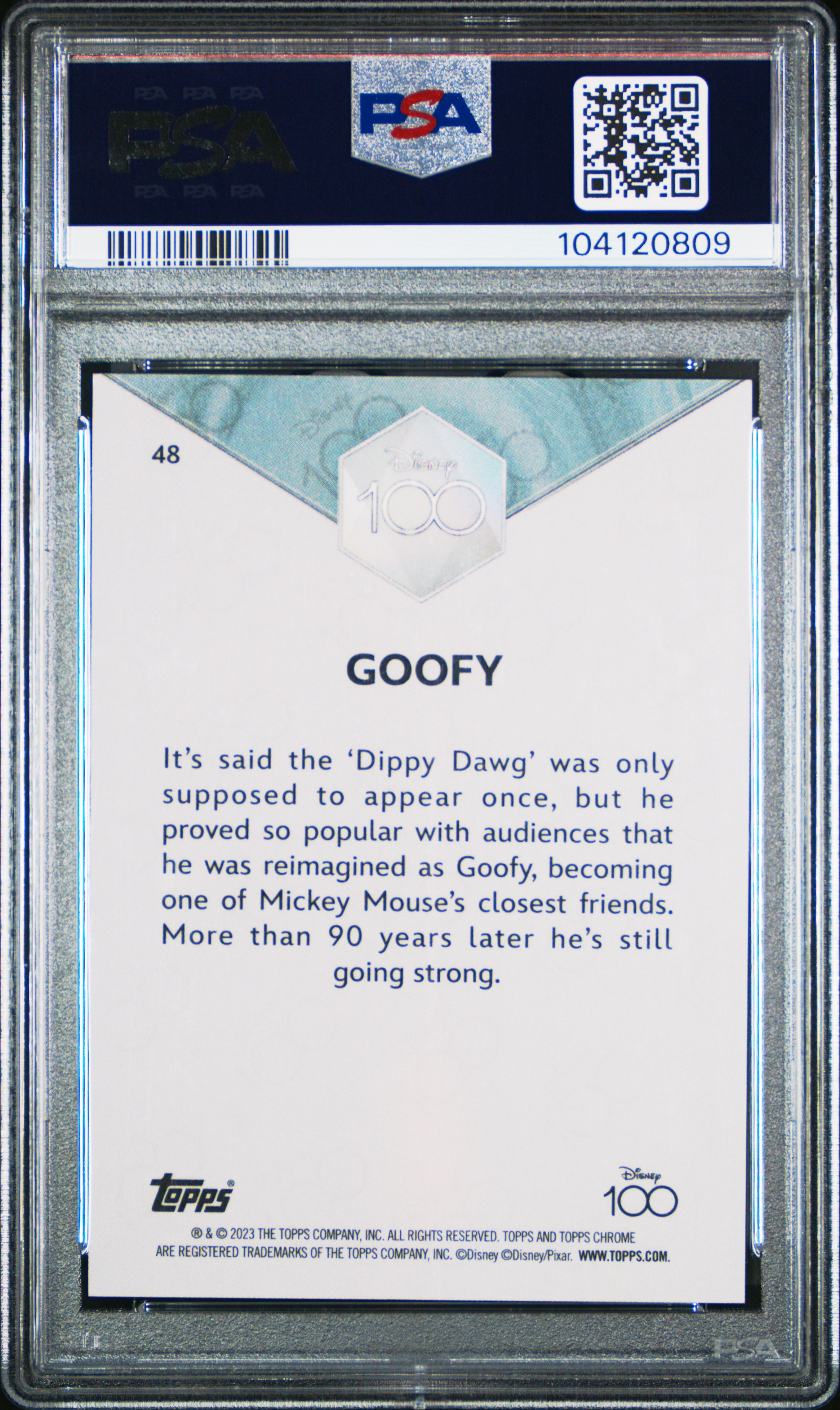 2023 Topps Chrome Disney100 Goofy #48 (Gold Wave) Mint 9 back