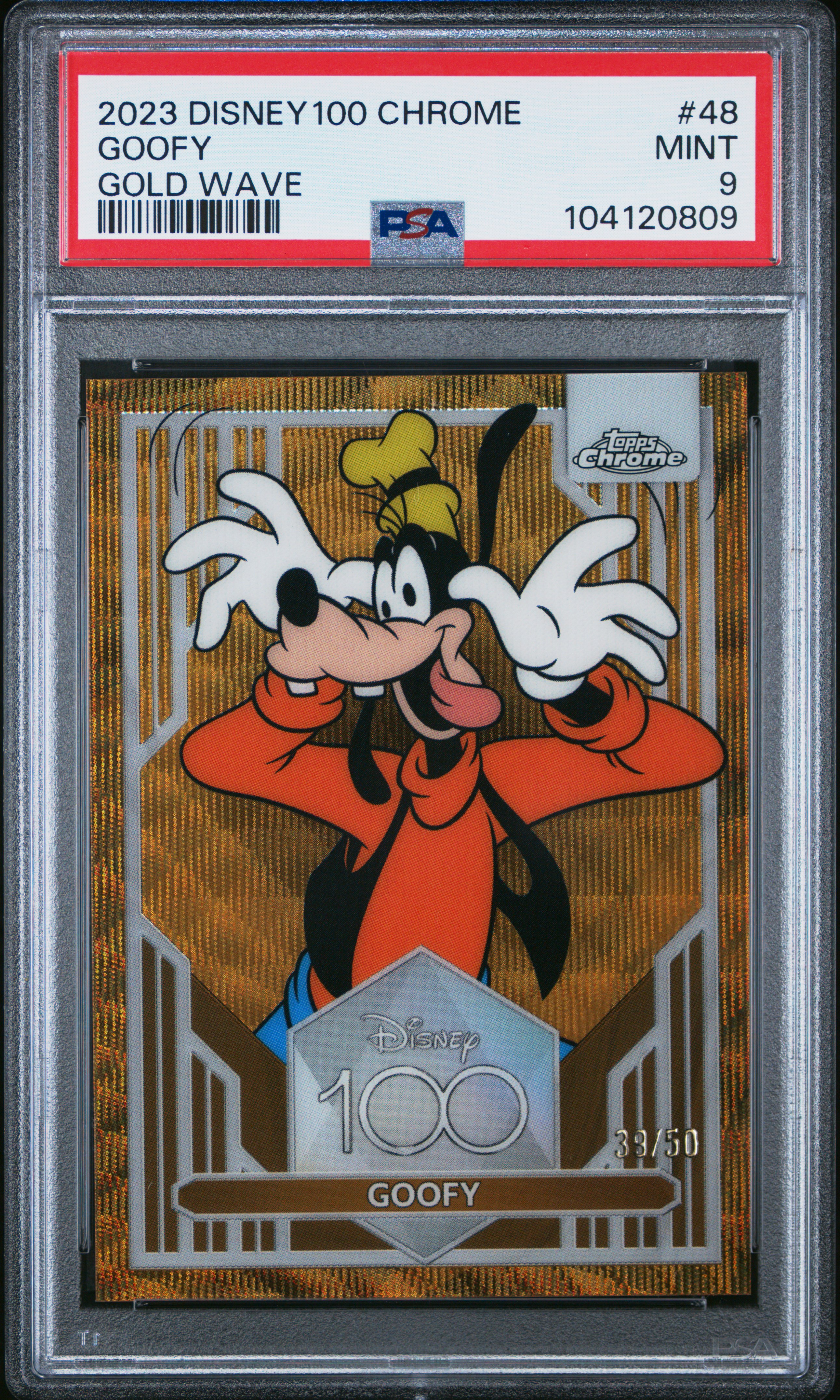 2023 Topps Chrome Disney100 Goofy #48 (Gold Wave) Mint 9 front