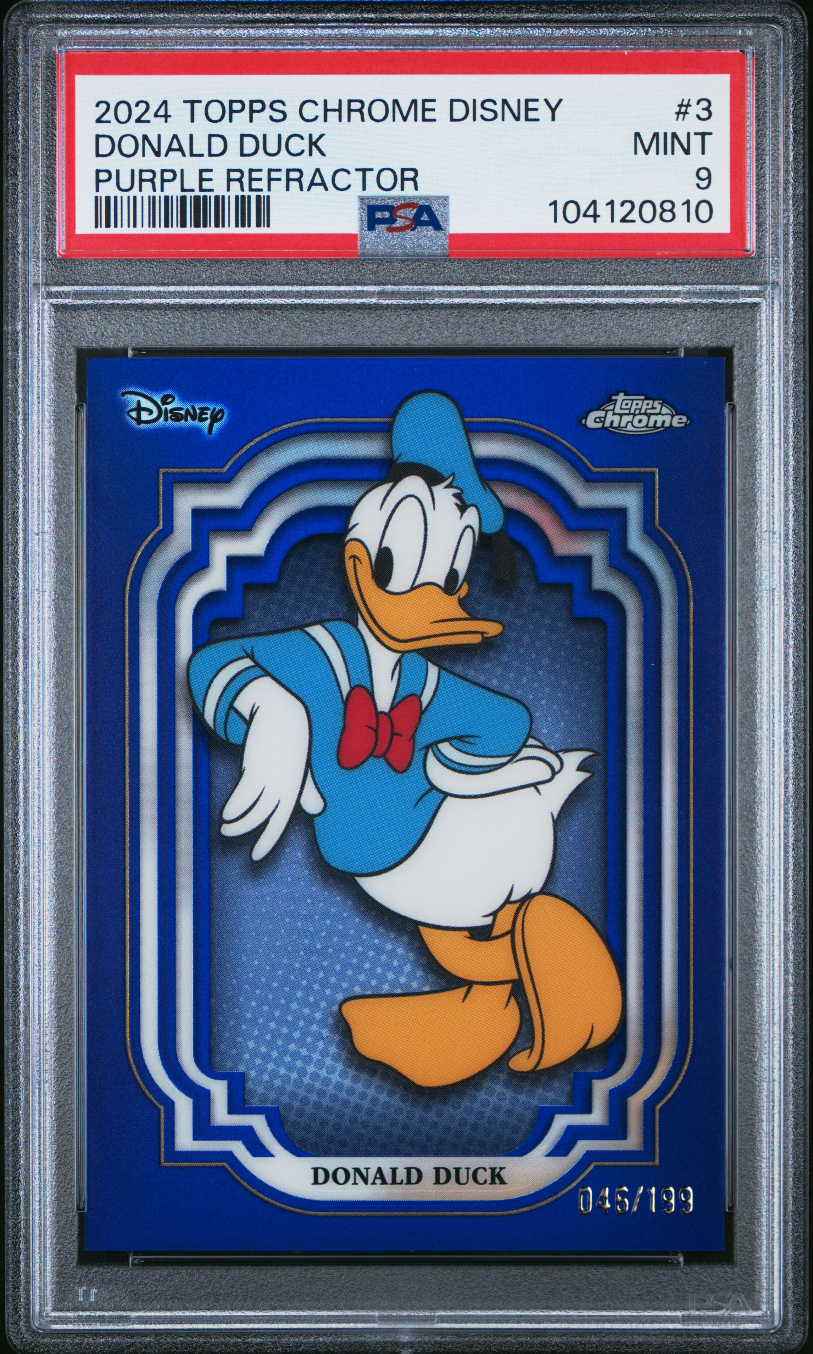 2024 Topps Chrome Disney Donald Duck #3 (Purple Refractor) Mint 9 front