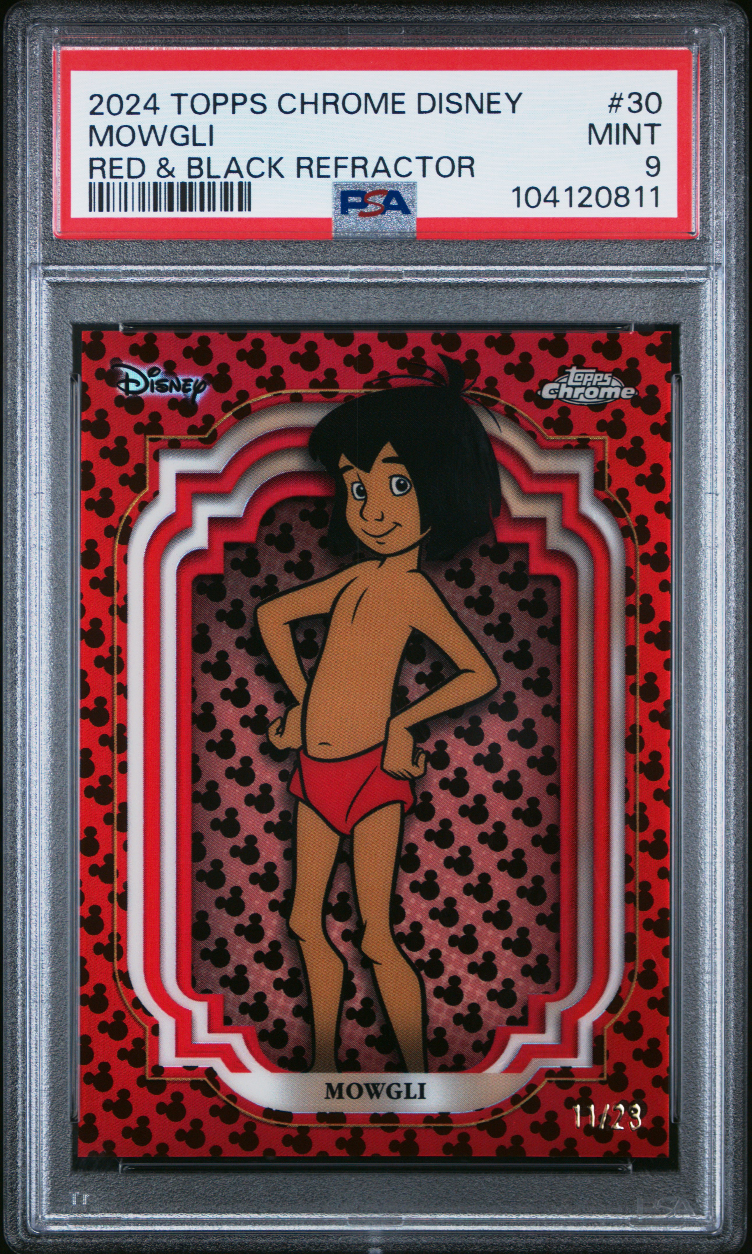 2024 Topps Chrome Disney Mowgli #30 (Red & Black Refractor) Mint 9 front