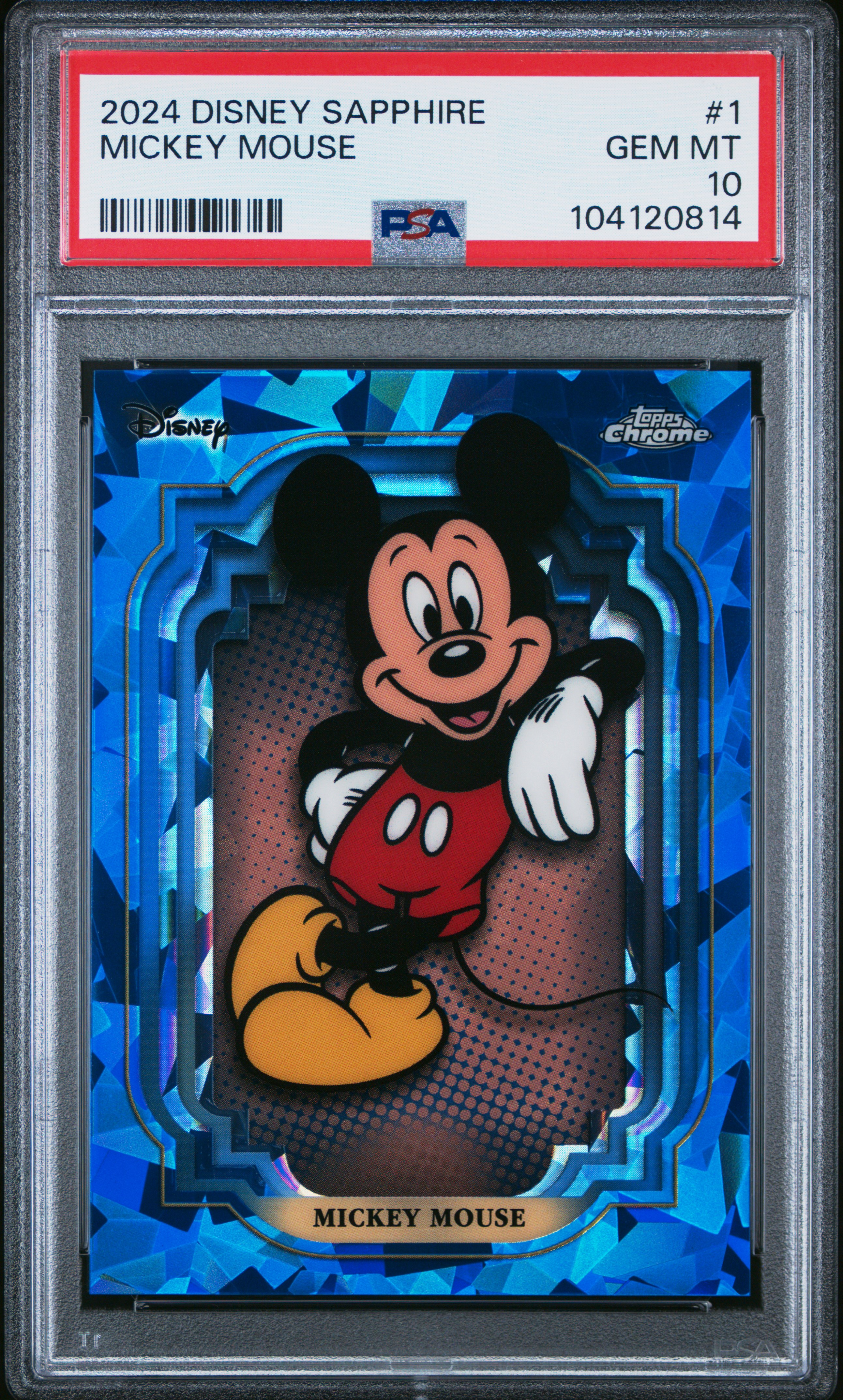 2024 Topps Chrome Disney Sapphire Edition Mickey Mouse #1 Gem Mt 10 front