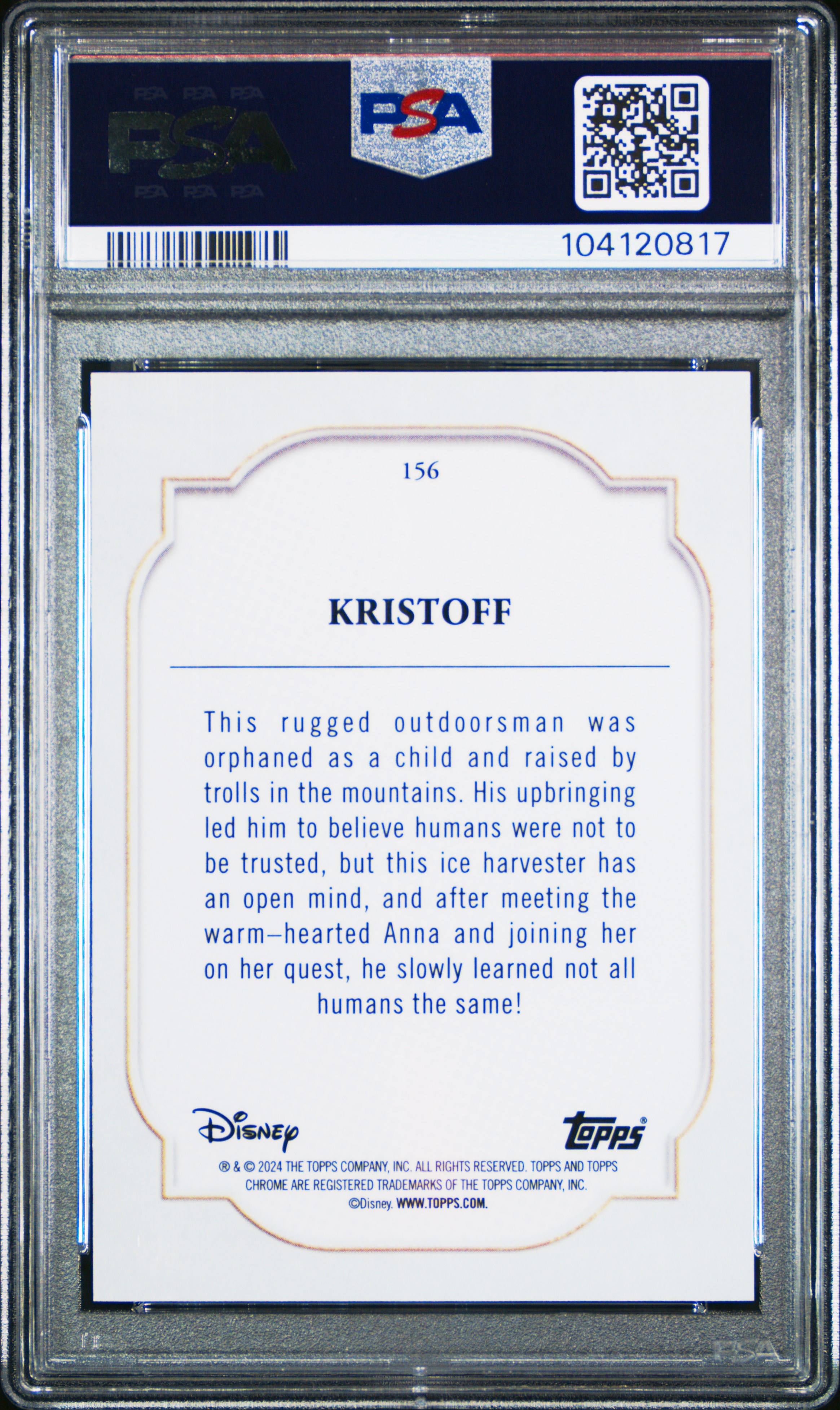 2024 Topps Chrome Disney Sapphire Edition Kristoff #156 (Orange) Gem Mt 10 back