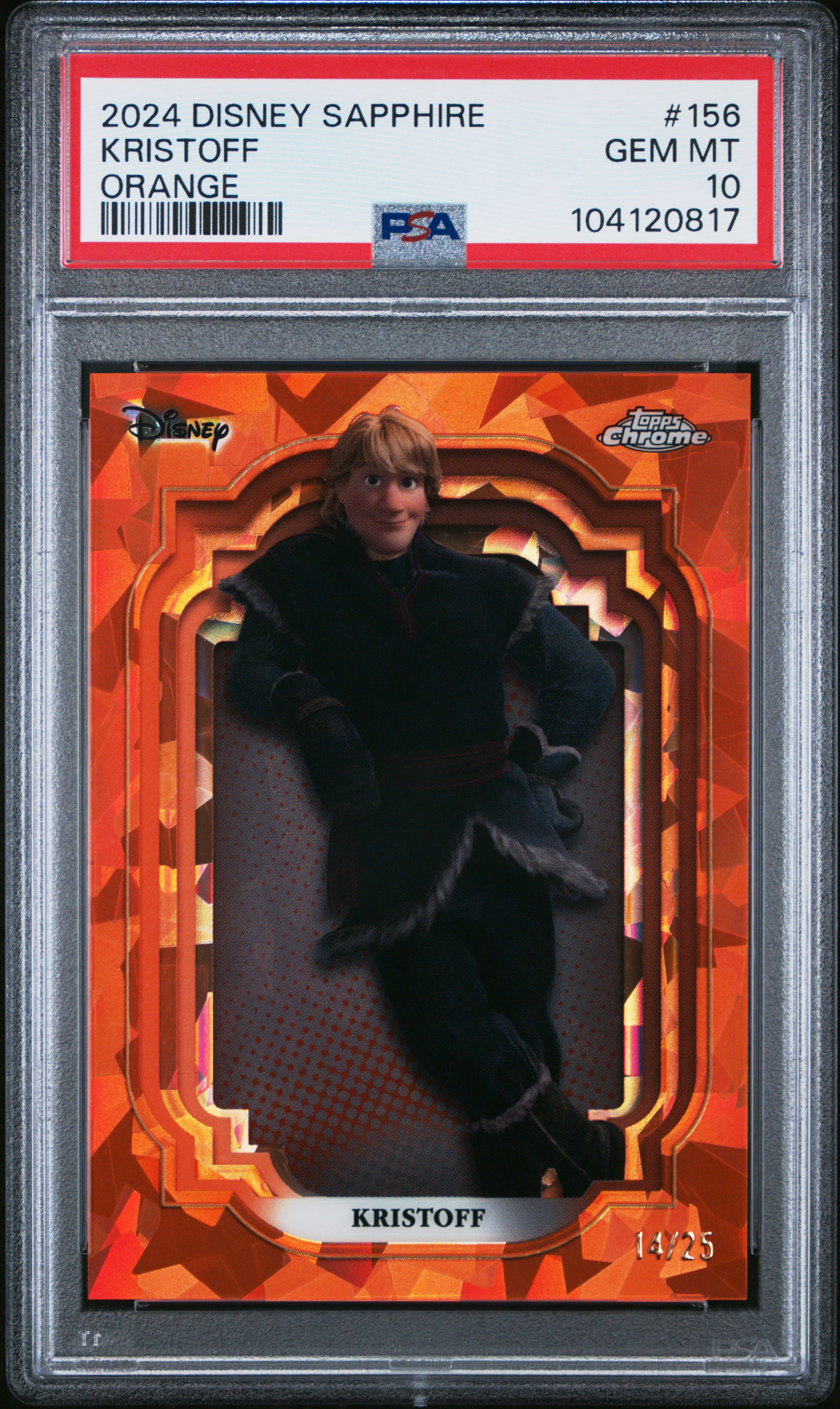 2024 Topps Chrome Disney Sapphire Edition Kristoff #156 (Orange) Gem Mt 10 front