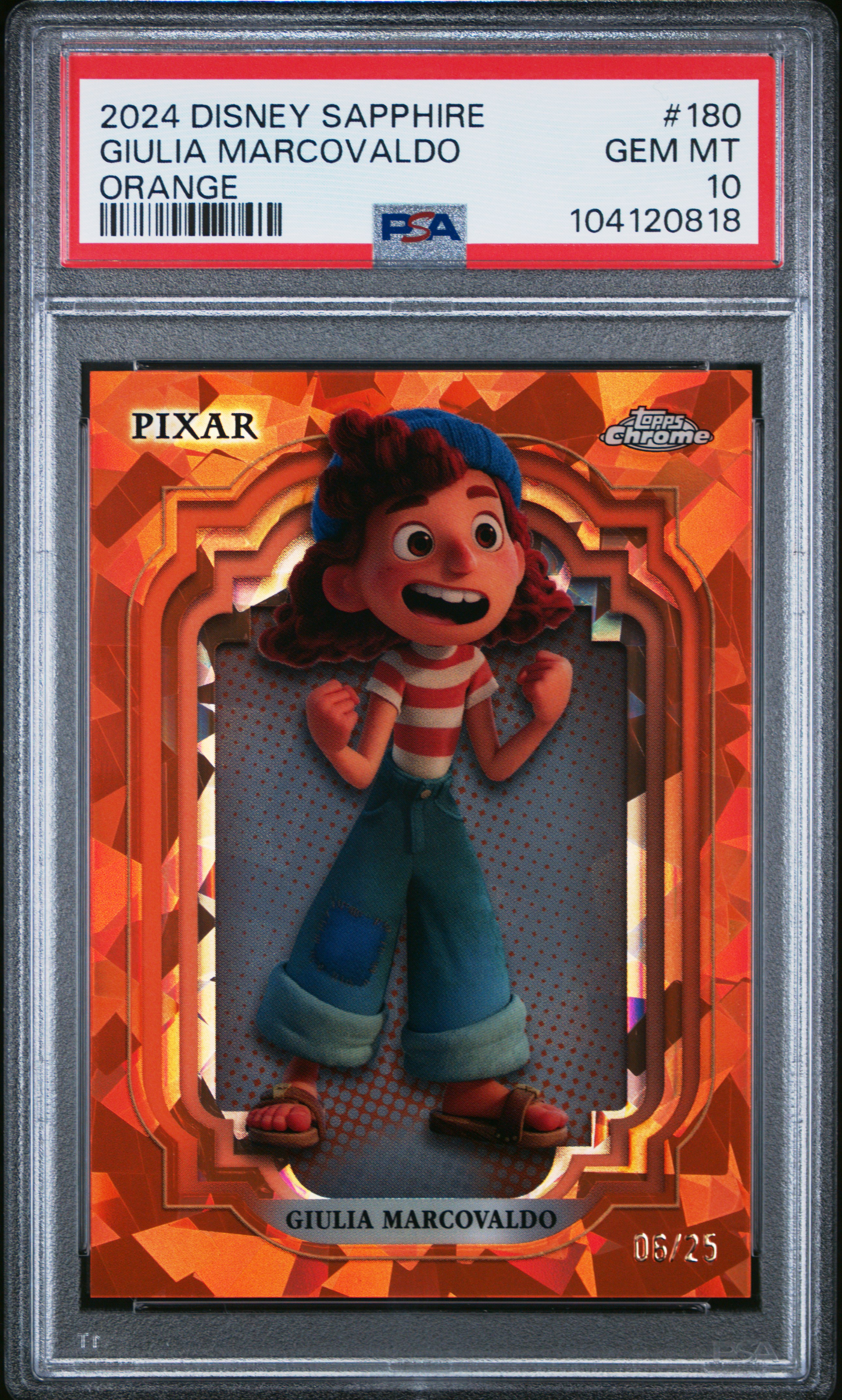 2024 Topps Chrome Disney Sapphire Edition Giulia Marcovaldo #180 (Orange) Gem Mt 10 front