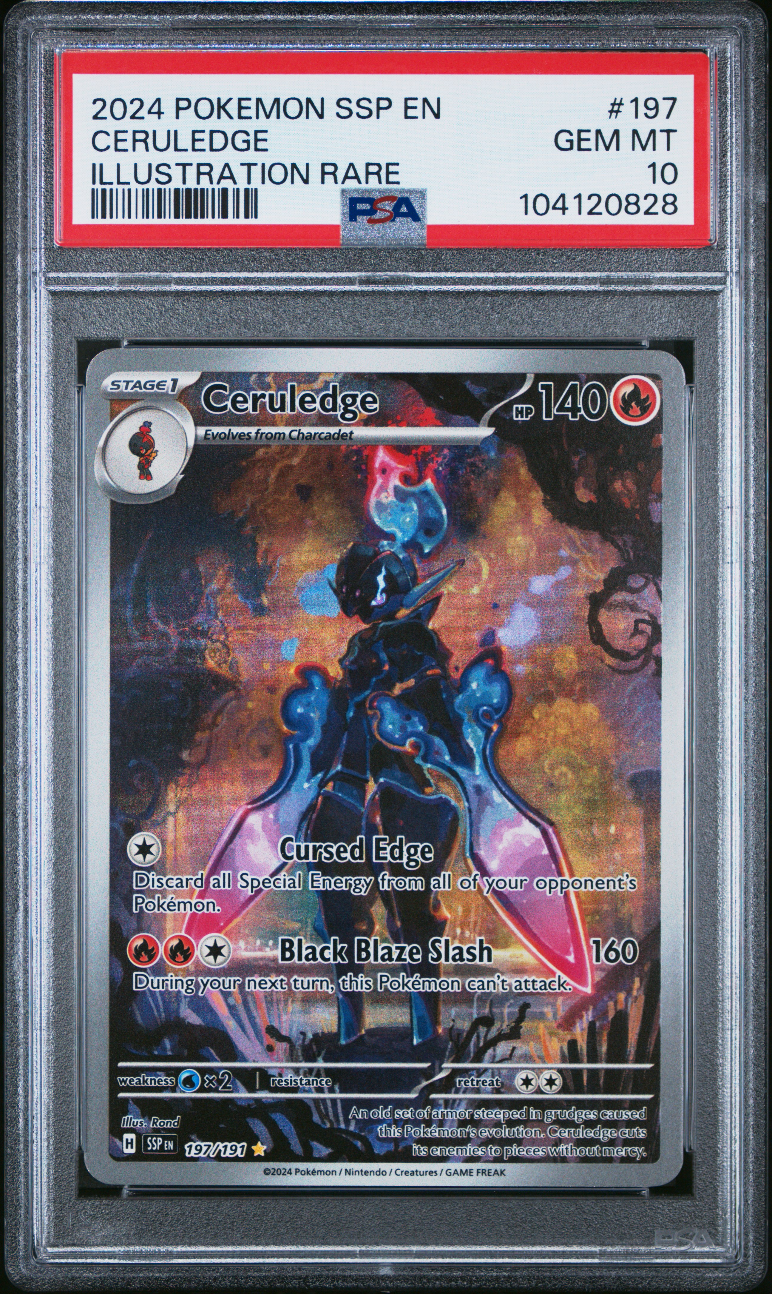 2024 Pokemon Ssp En-Surging Sparks Ceruledge #197 (Illustration Rare) Gem Mt 10 front