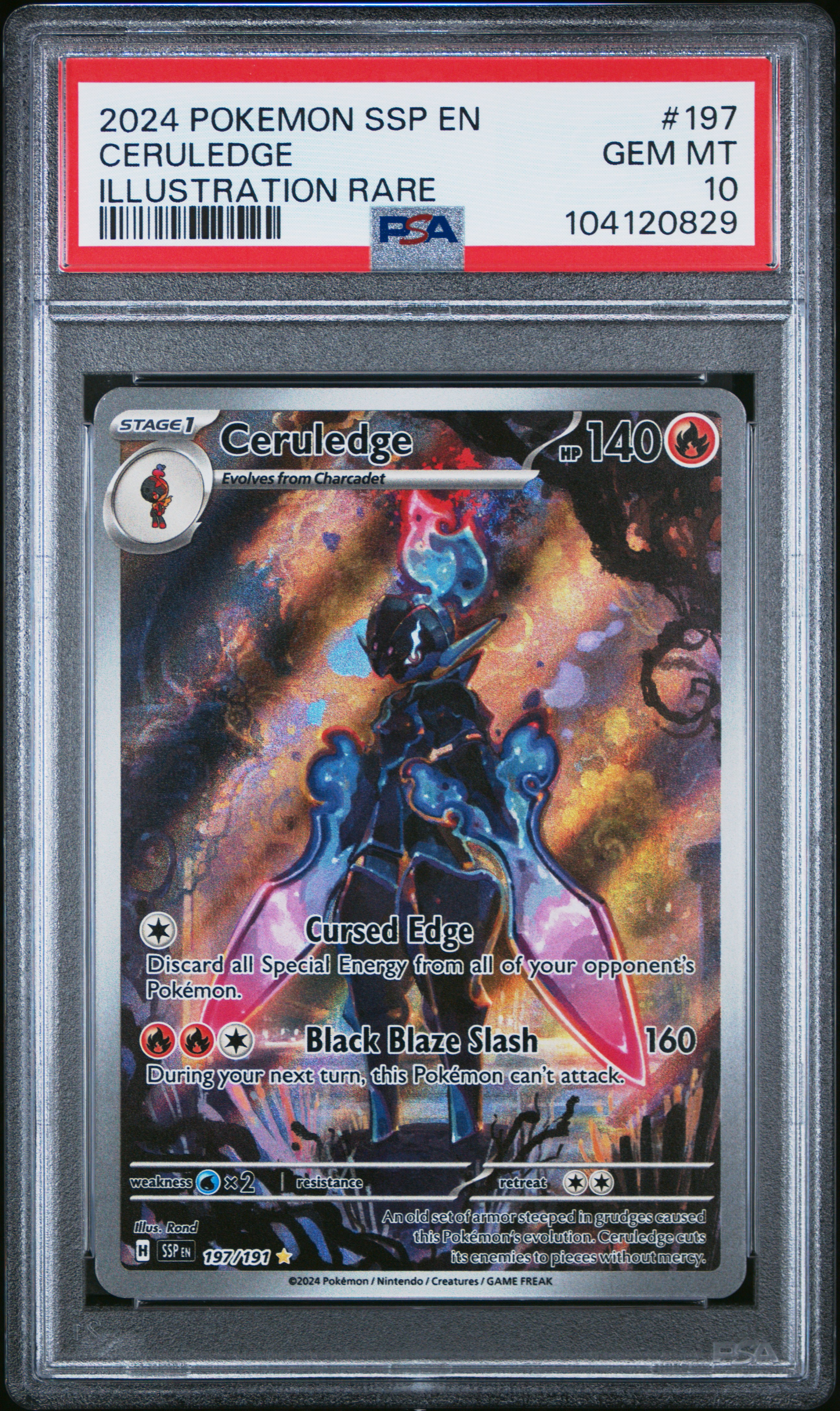 2024 Pokemon Ssp En-Surging Sparks Ceruledge #197 (Illustration Rare) Gem Mt 10 front